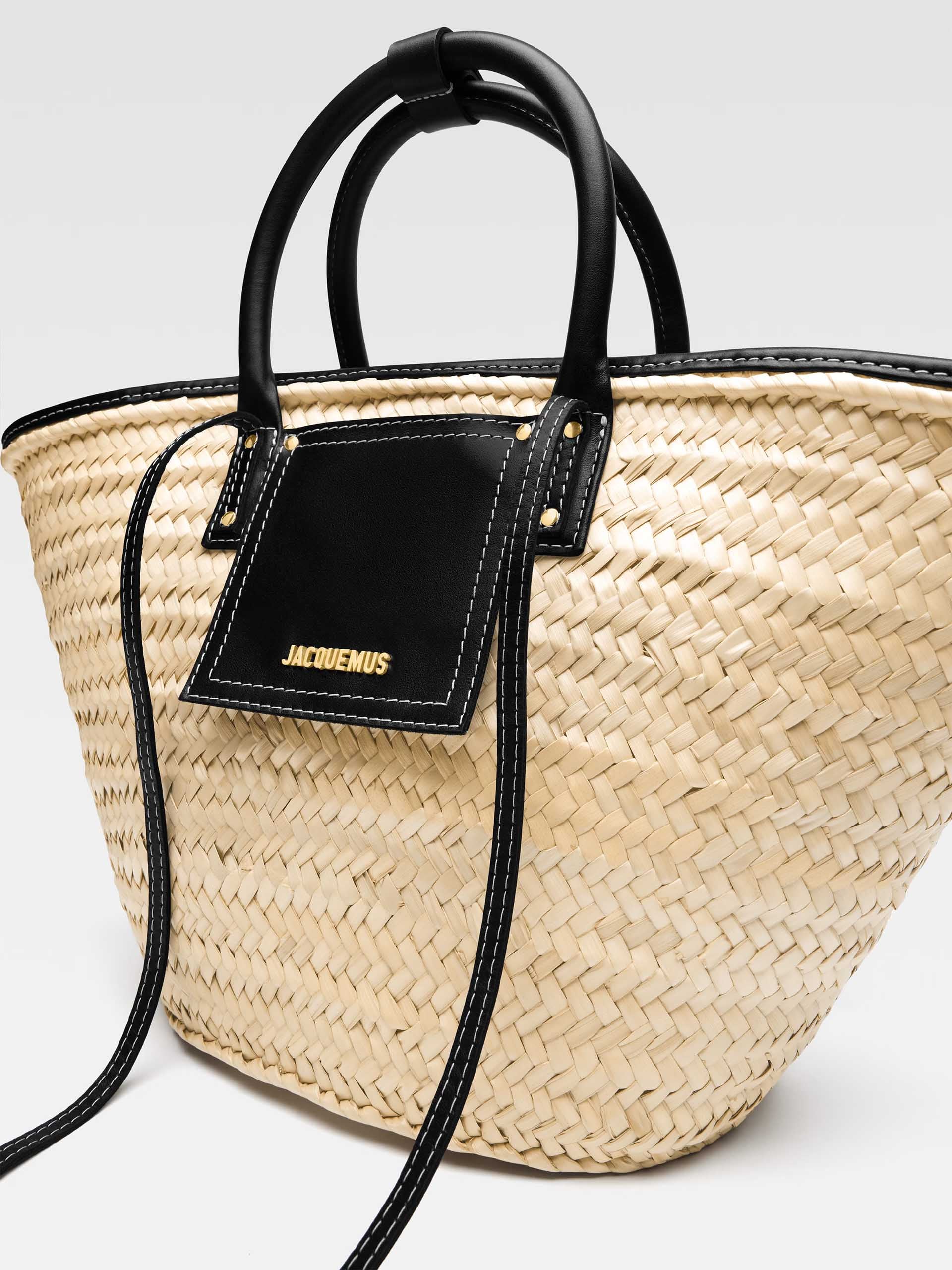 JACQUEMUS - Korbtasche Soli aus Raffia Natural Schwarz - Black