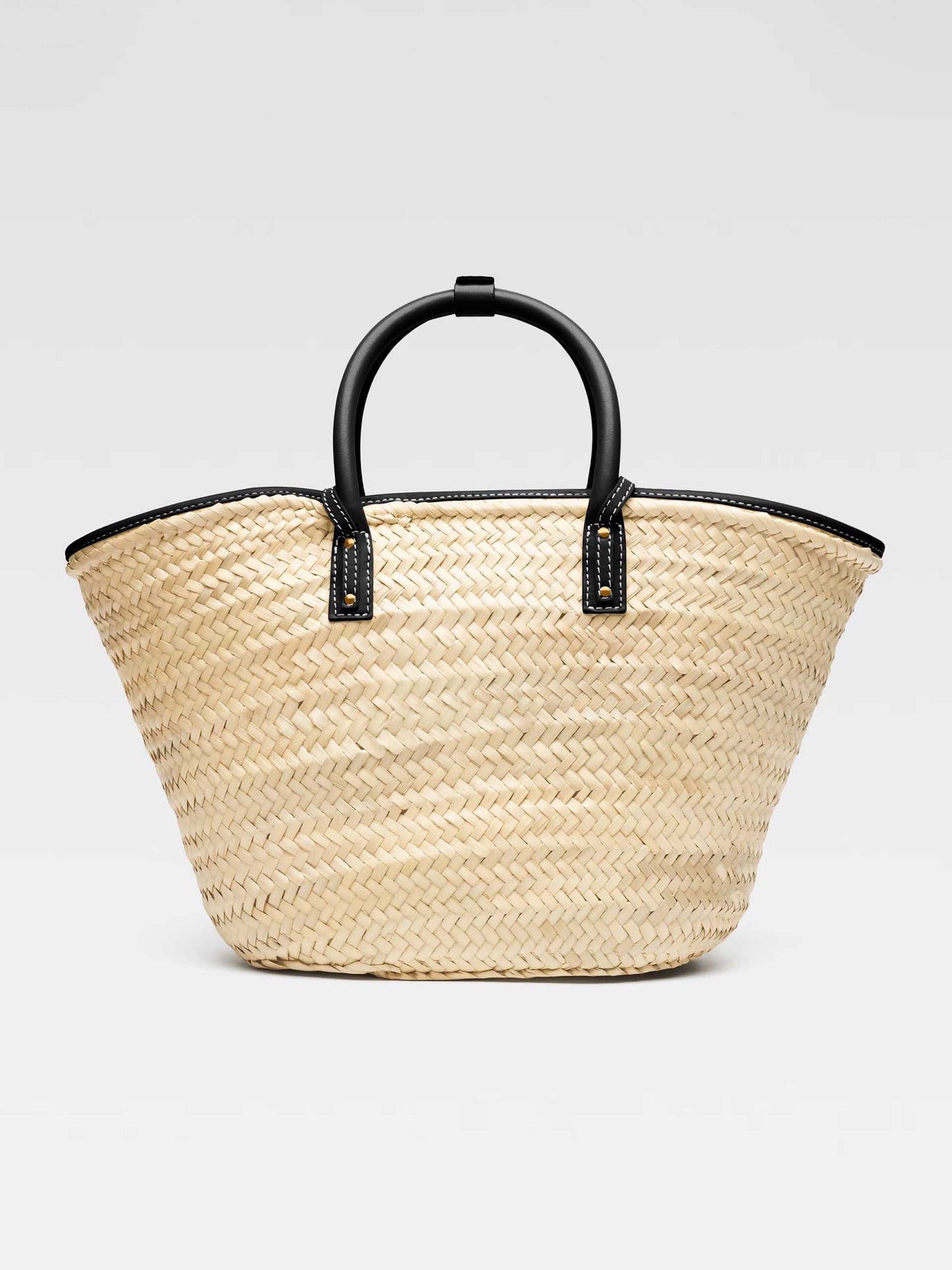 JACQUEMUS - Korbtasche Soli aus Raffia Natural Schwarz - Black