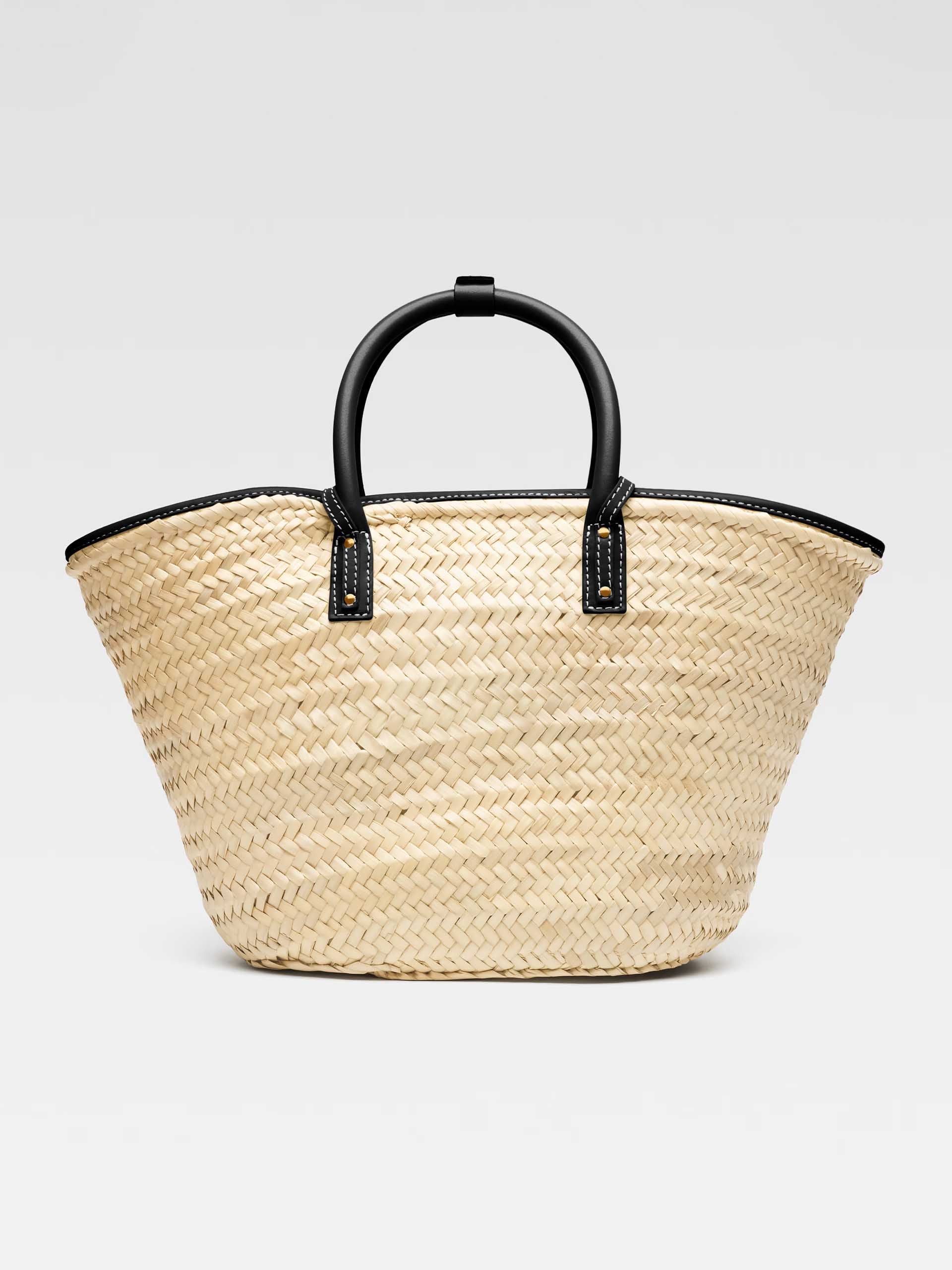JACQUEMUS - Korbtasche Soli aus Raffia Natural Schwarz - Black
