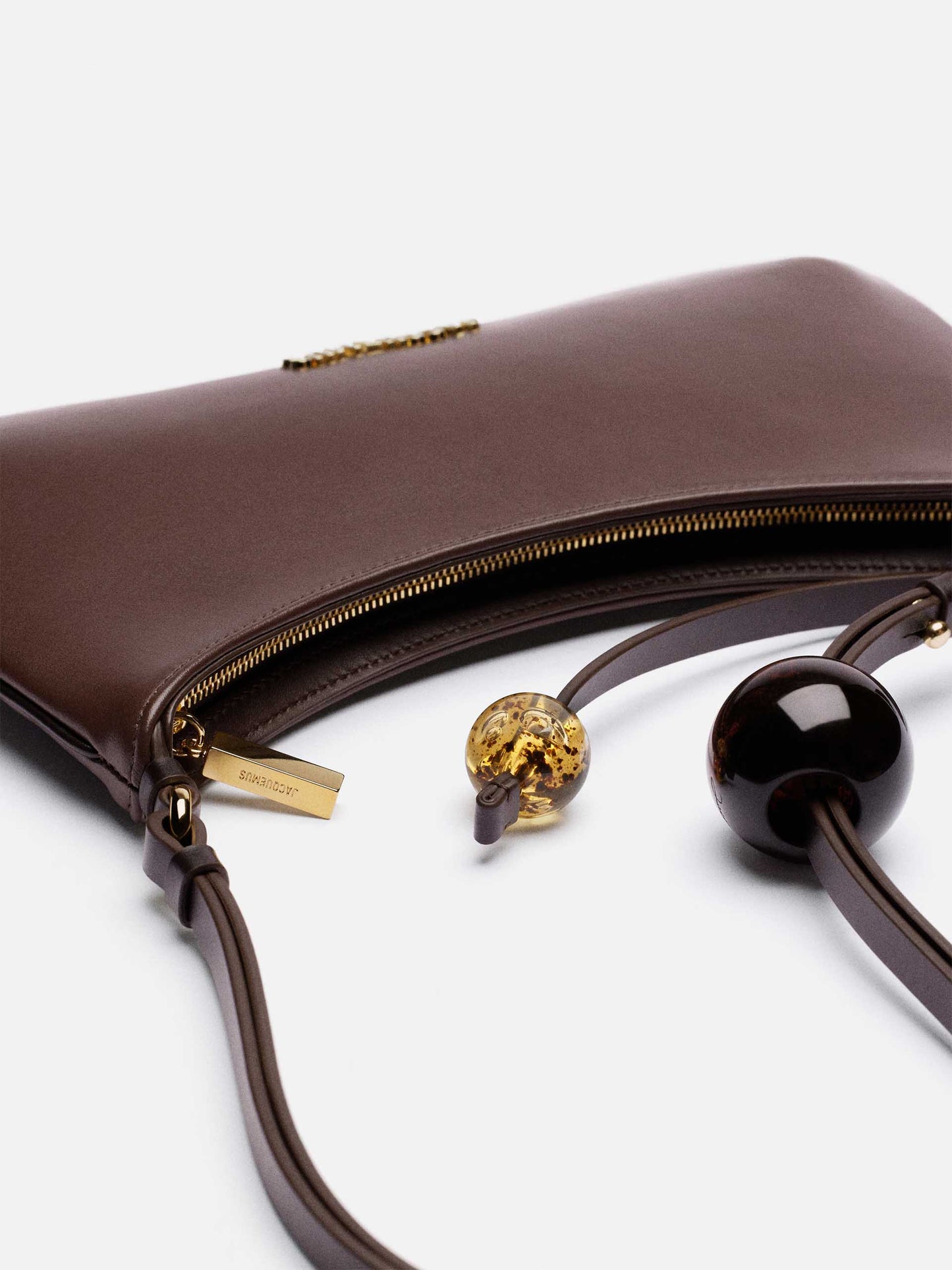 JACQUEMUS - Schultertasche Bisou Perle aus Leder Braun - Brown