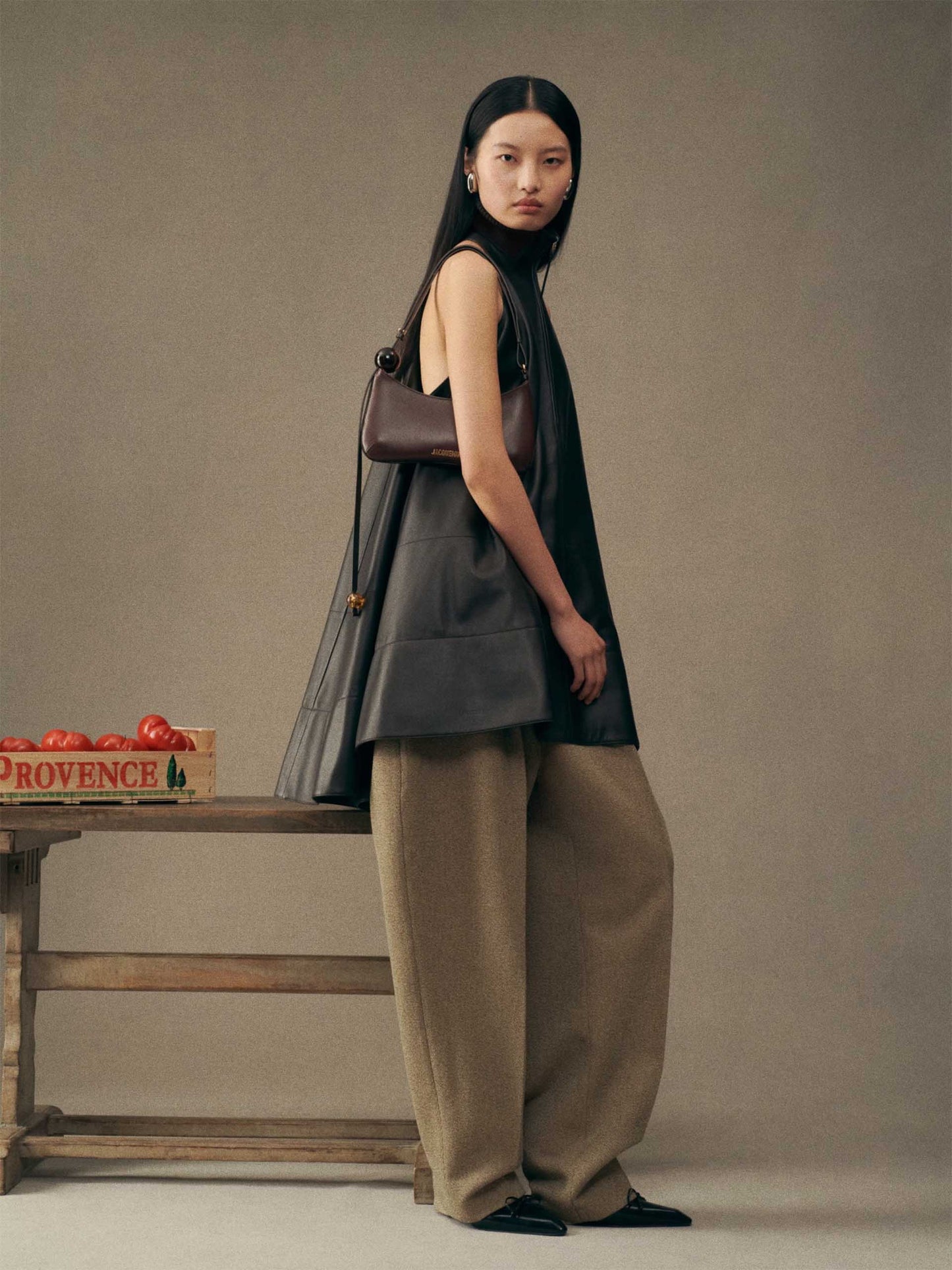 JACQUEMUS - Schultertasche Bisou Perle aus Leder Braun - Brown
