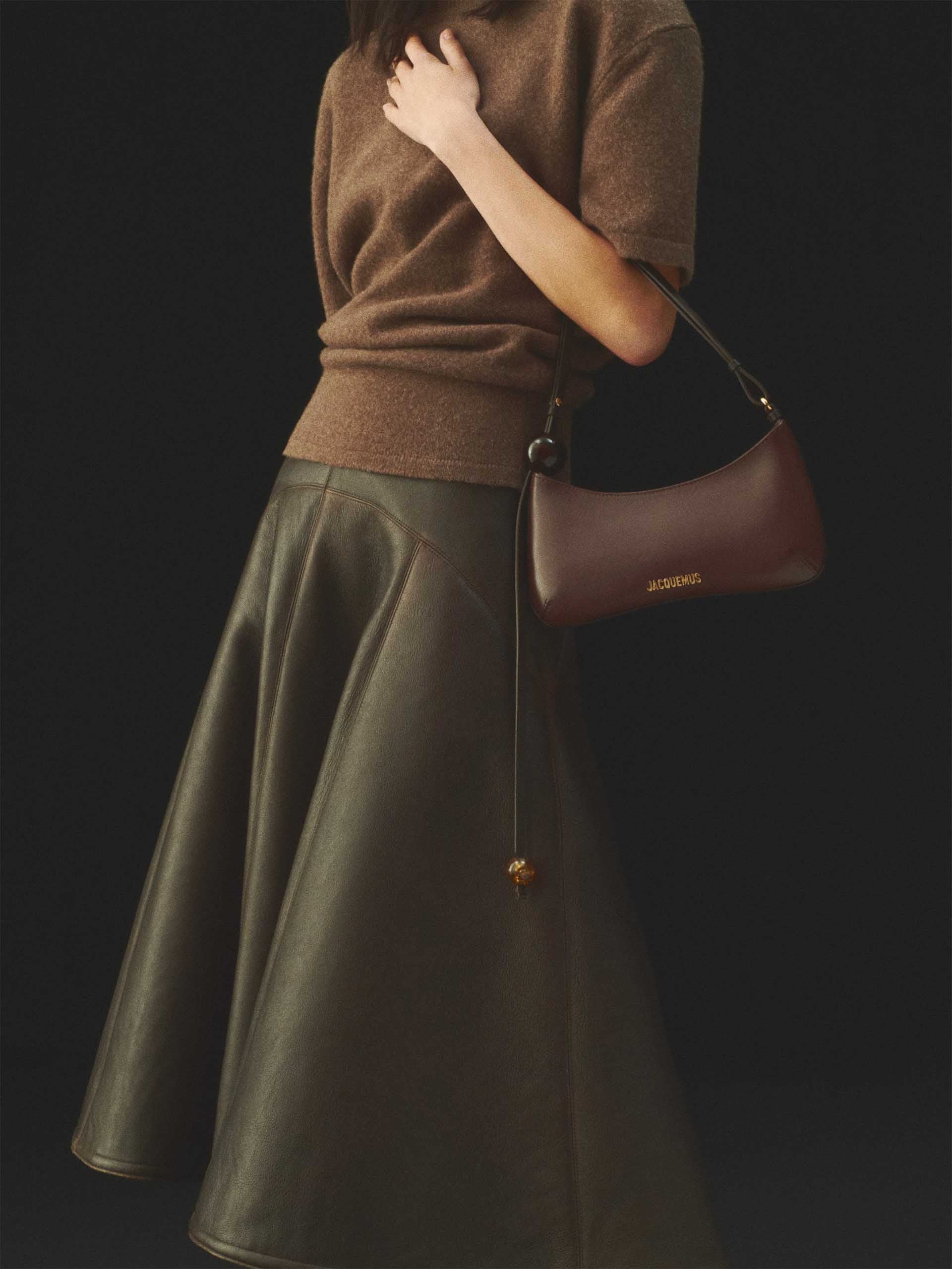 JACQUEMUS - Schultertasche Bisou Perle aus Leder Braun - Brown