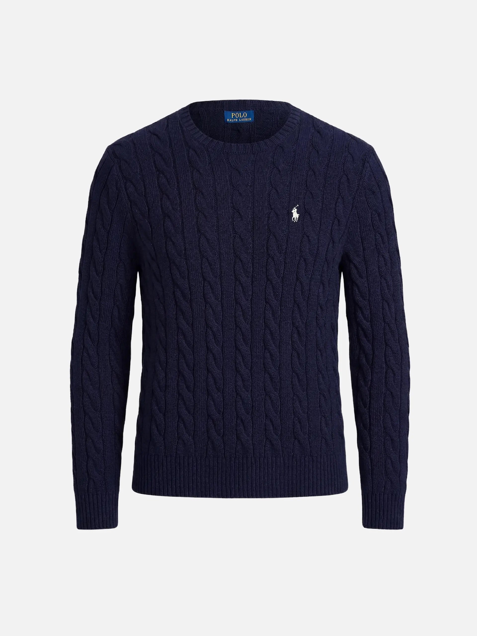 POLO RALPH LAUREN - Baumwollpullover mit Zopfmuster Navyblau - Navy blue