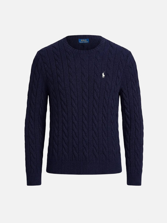 POLO RALPH LAUREN - Baumwollpullover mit Zopfmuster Navyblau - Navy blue