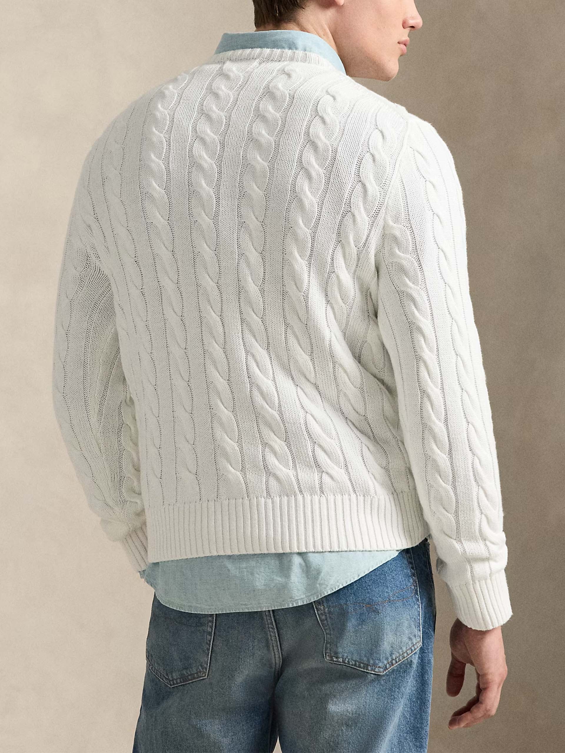 POLO RALPH LAUREN - Baumwollpullover mit Zopfmuster Weiß - White