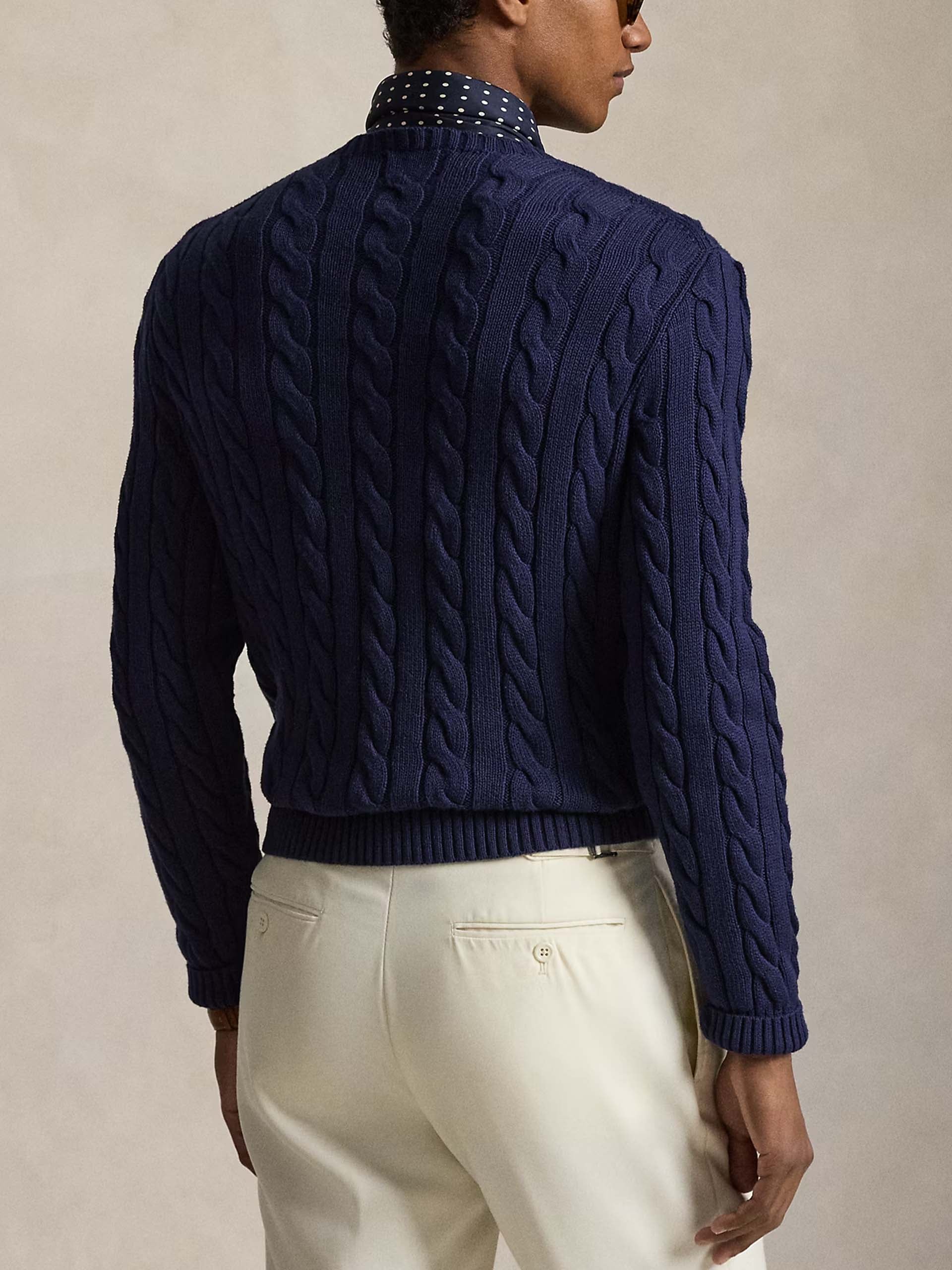 POLO RALPH LAUREN - Baumwollpullover mit Zopfmuster Navyblau - Navy blue