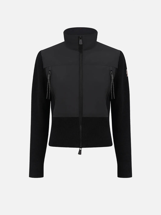 MONCLER GRENOBLE - Wattierte Strickjacke aus Baumwolle für Damen Schwarz - Black