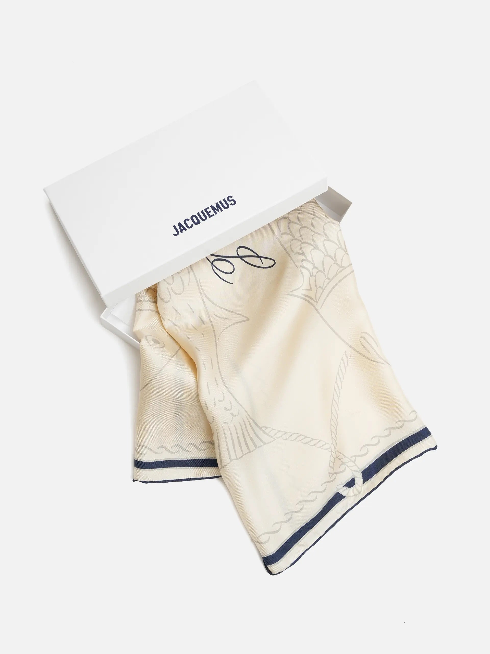 JACQUEMUS - Seidentuch Poisson mit Fisch-Motiv Ivory - Creme