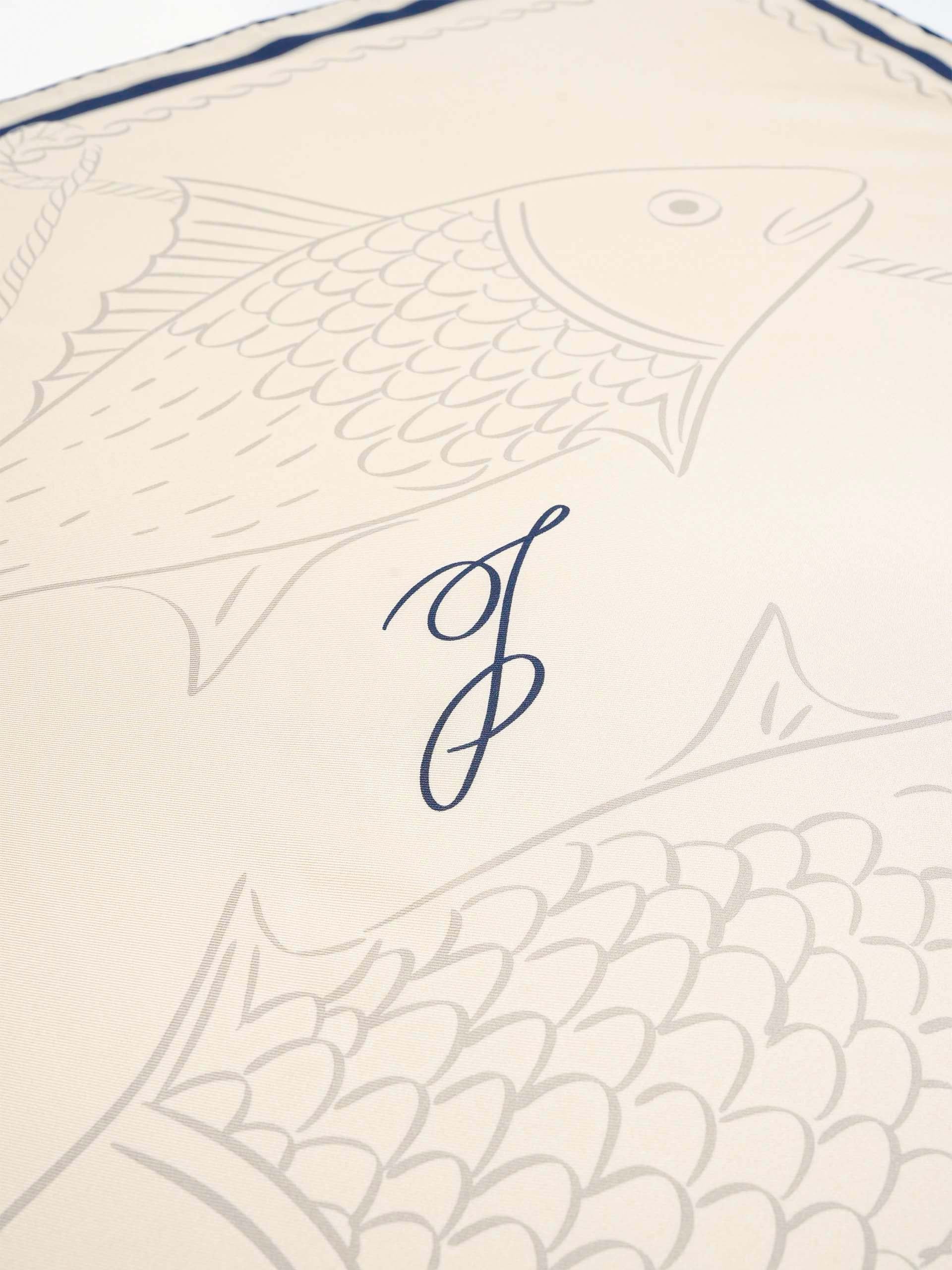 JACQUEMUS - Seidentuch Poisson mit Fisch-Motiv Ivory - Creme