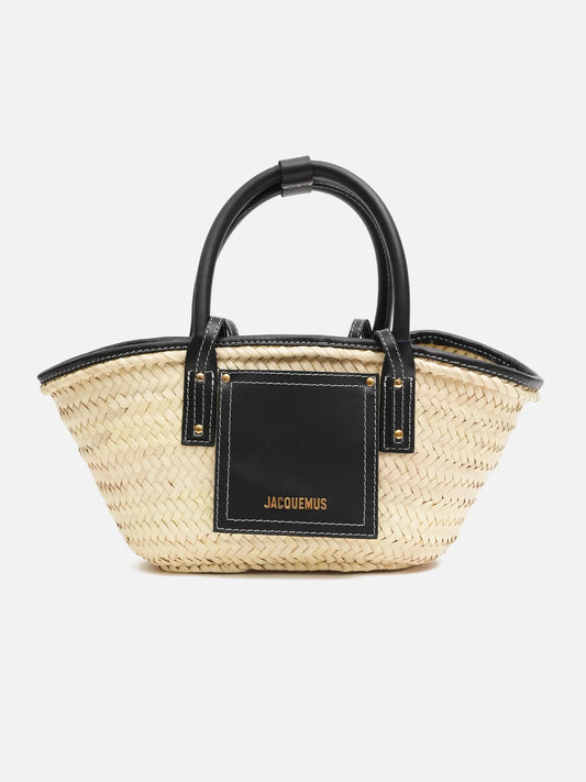 JACQUEMUS - Korbtasche Soli Small aus Raffia Schwarz - Natural Black