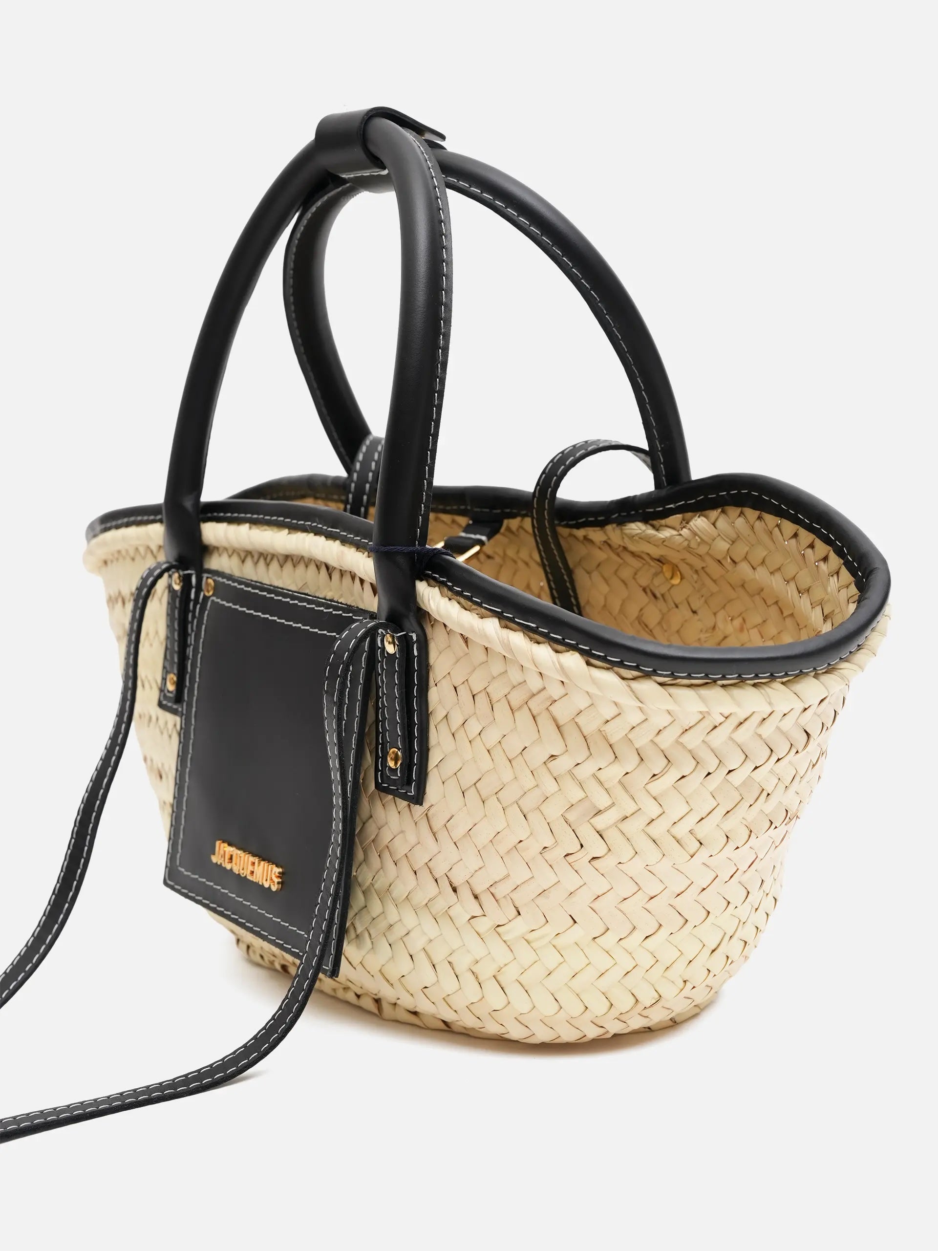 JACQUEMUS - Korbtasche Soli Small aus Raffia Schwarz - Natural Black