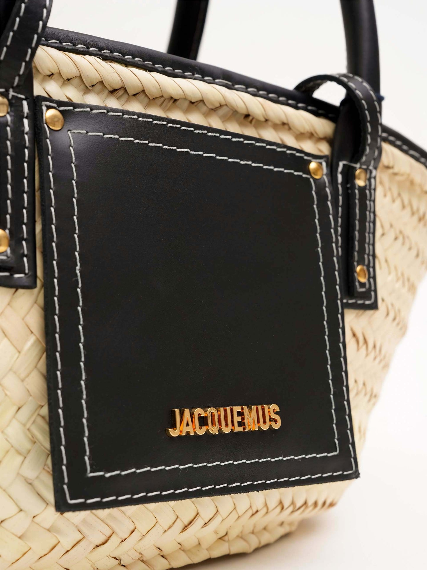 JACQUEMUS - Korbtasche Soli Small aus Raffia Schwarz - Natural Black