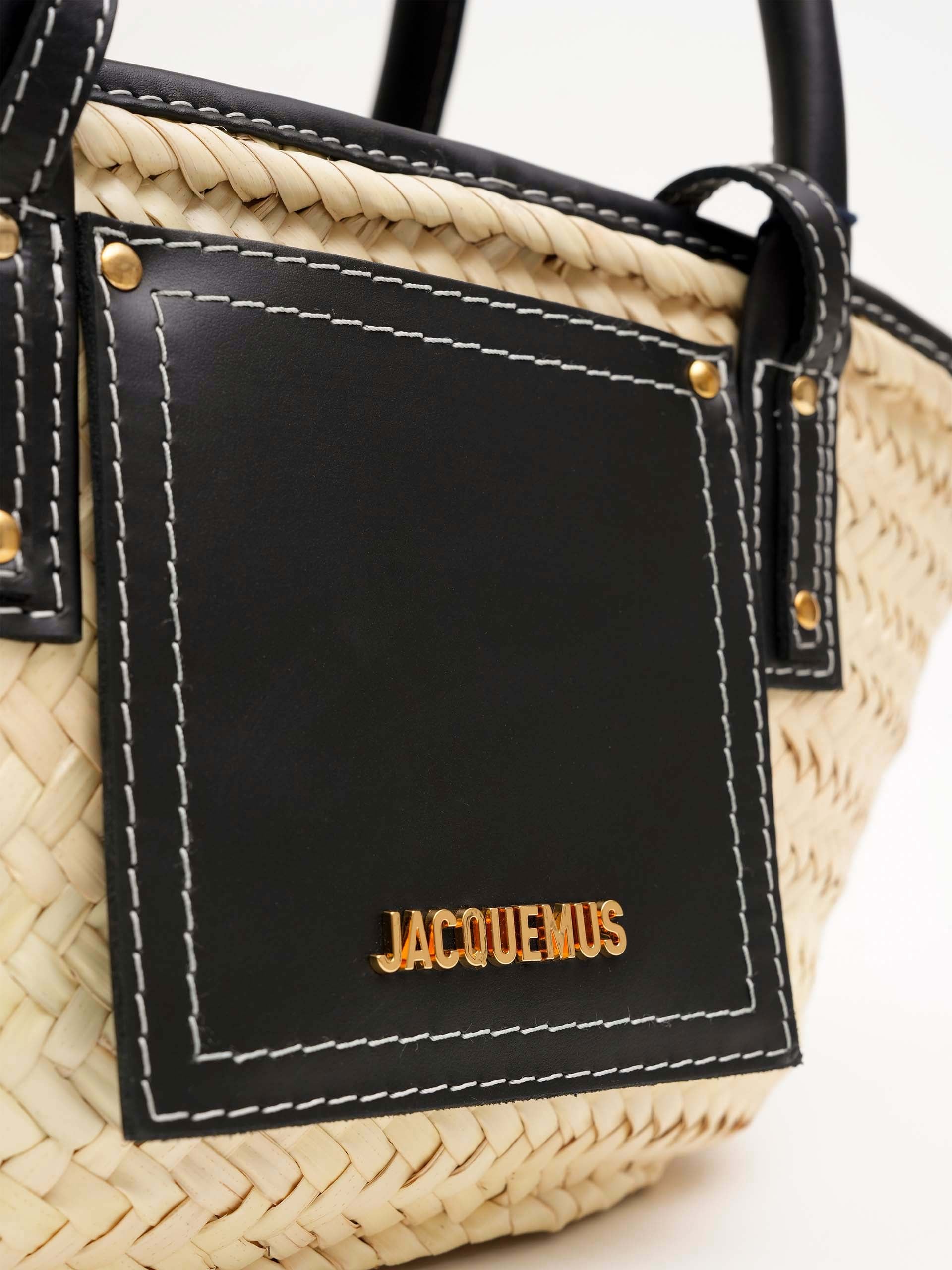 JACQUEMUS - Korbtasche Soli Small aus Raffia Schwarz - Natural Black