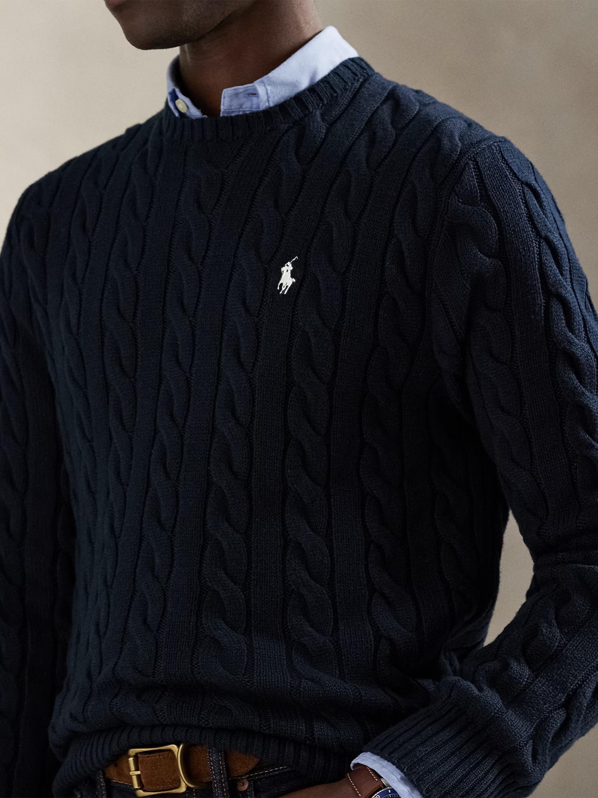 POLO RALPH LAUREN - Zopfmuster-Pullover aus Baumwolle für Herren Dunkelblau - Dark blue