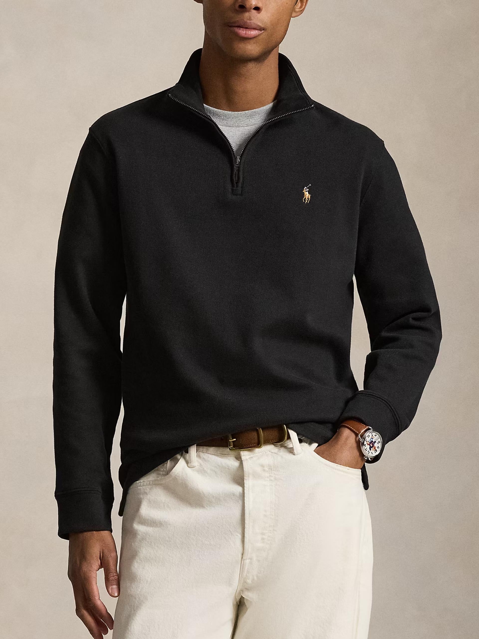 POLO RALPH LAUREN - Rippenpullover mit Quarter-Zip für Herren Schwarz - Black