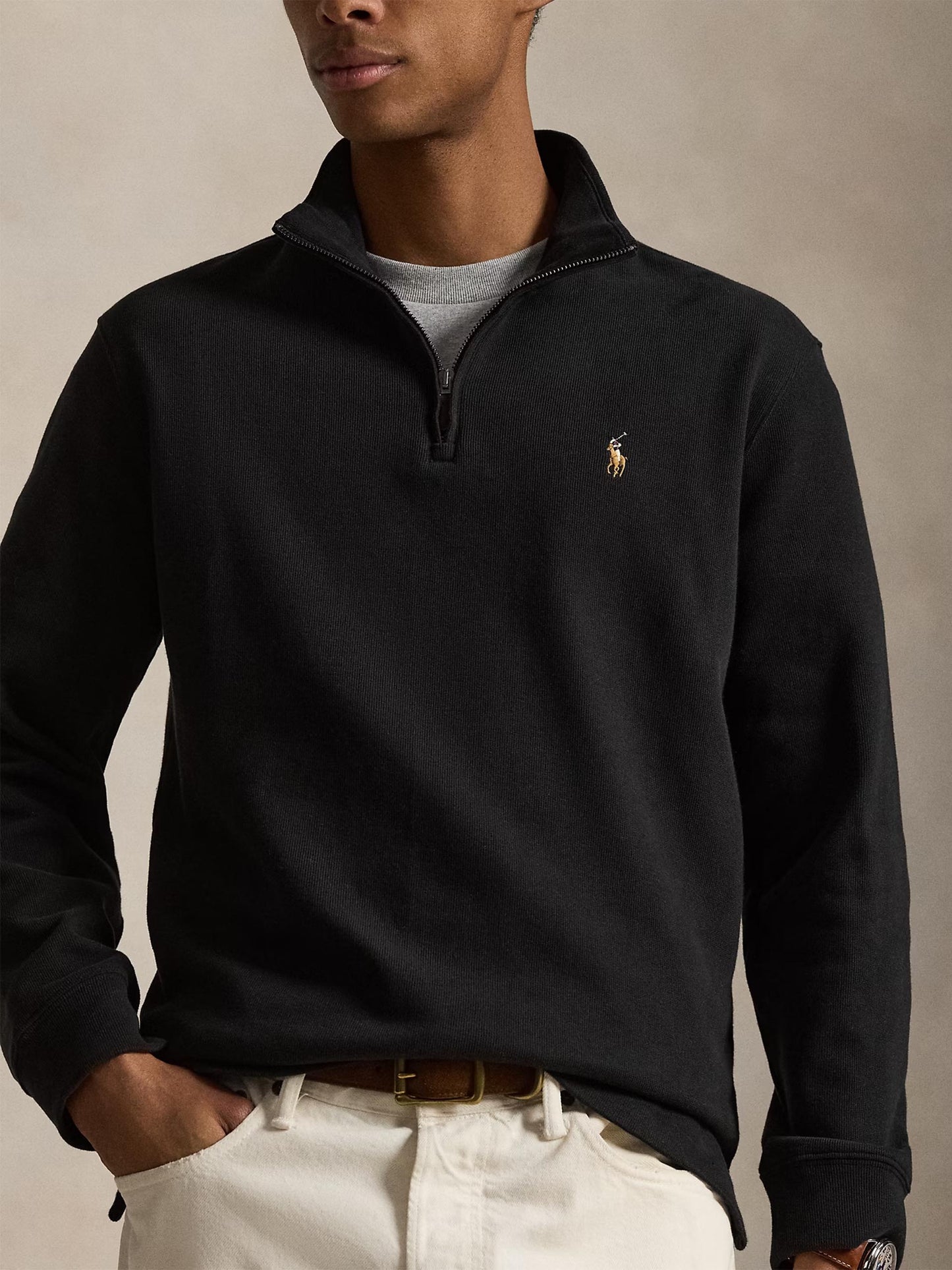 POLO RALPH LAUREN - Rippenpullover mit Quarter-Zip für Herren Schwarz - Black