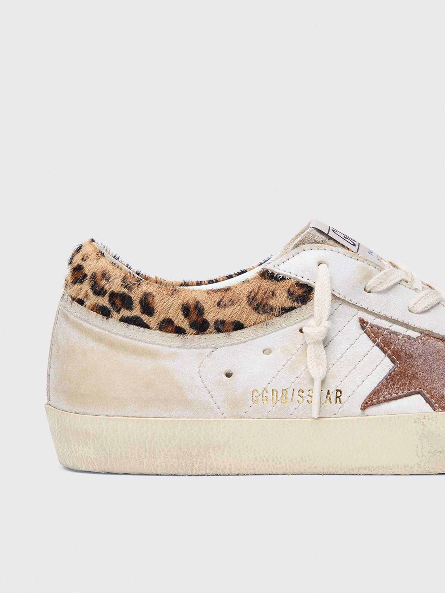 GOLDEN GOOSE - Sneakers Super-Star aus Leder für Damen Weiß Braun Leopard