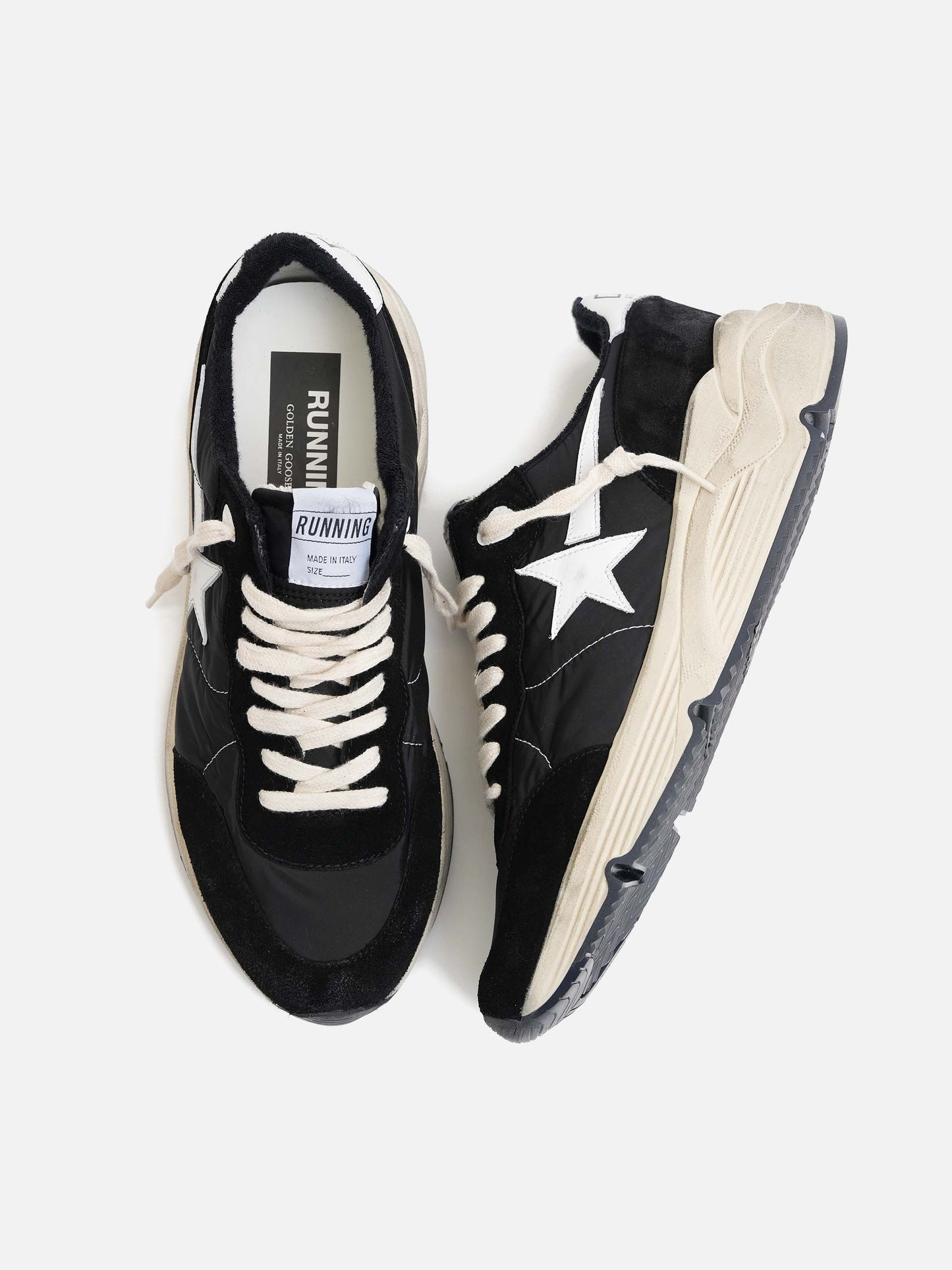 GOLDEN GOOSE - Sneakers Running Sole mit Veloursleder für Herren Schwarz Weiß