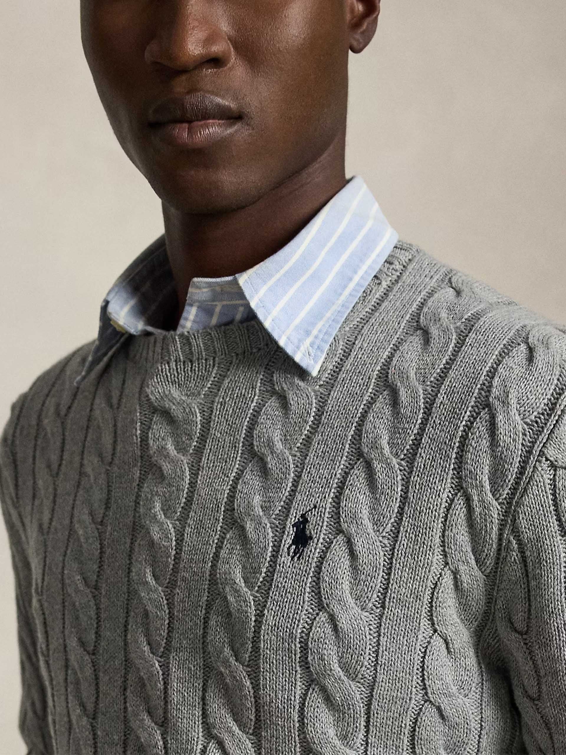 POLO RALPH LAUREN - Zopfmuster-Pullover aus Baumwolle für Herren Graumeliert - Grey Heather