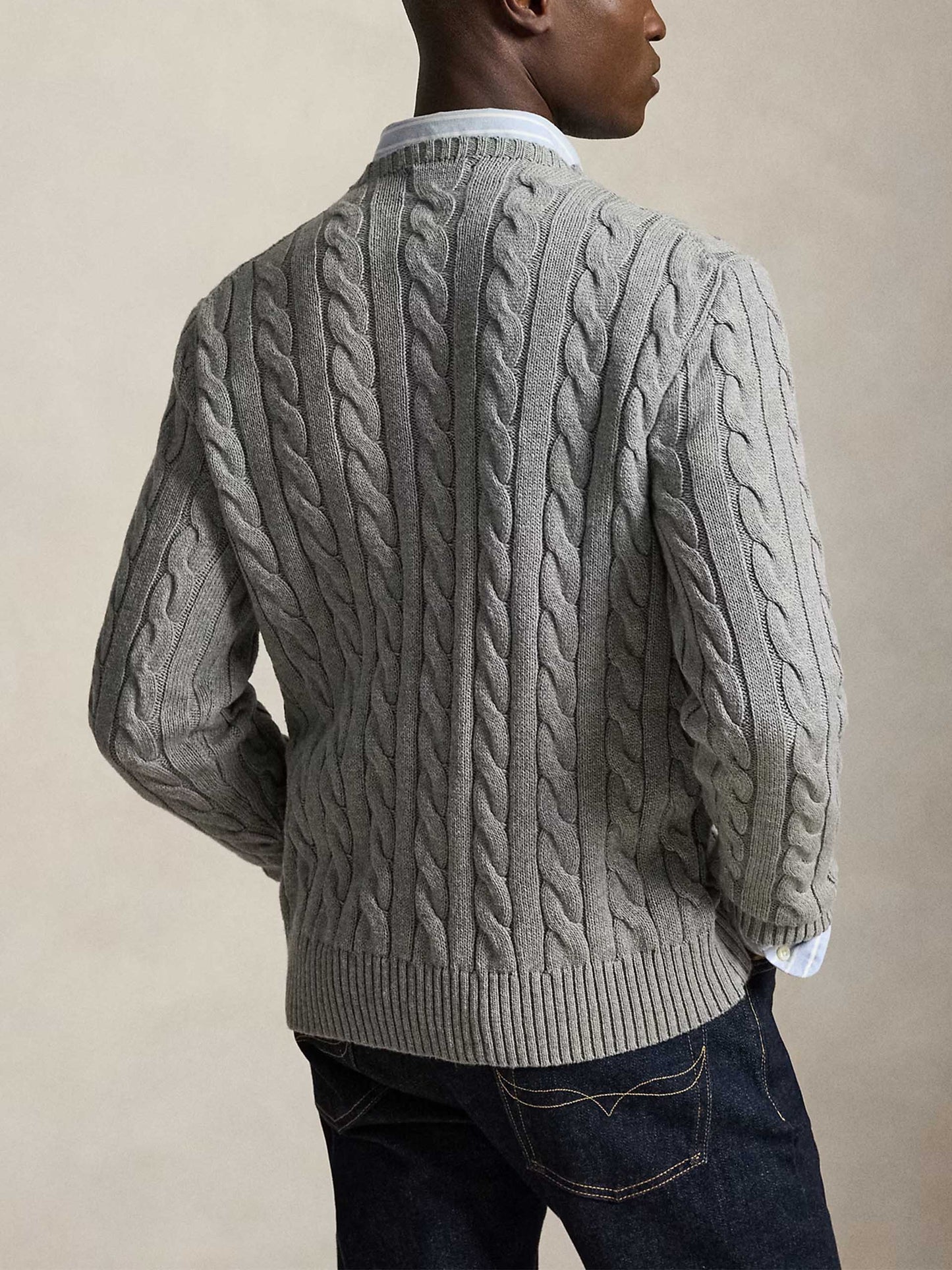 POLO RALPH LAUREN - Zopfmuster-Pullover aus Baumwolle für Herren Graumeliert - Grey Heather