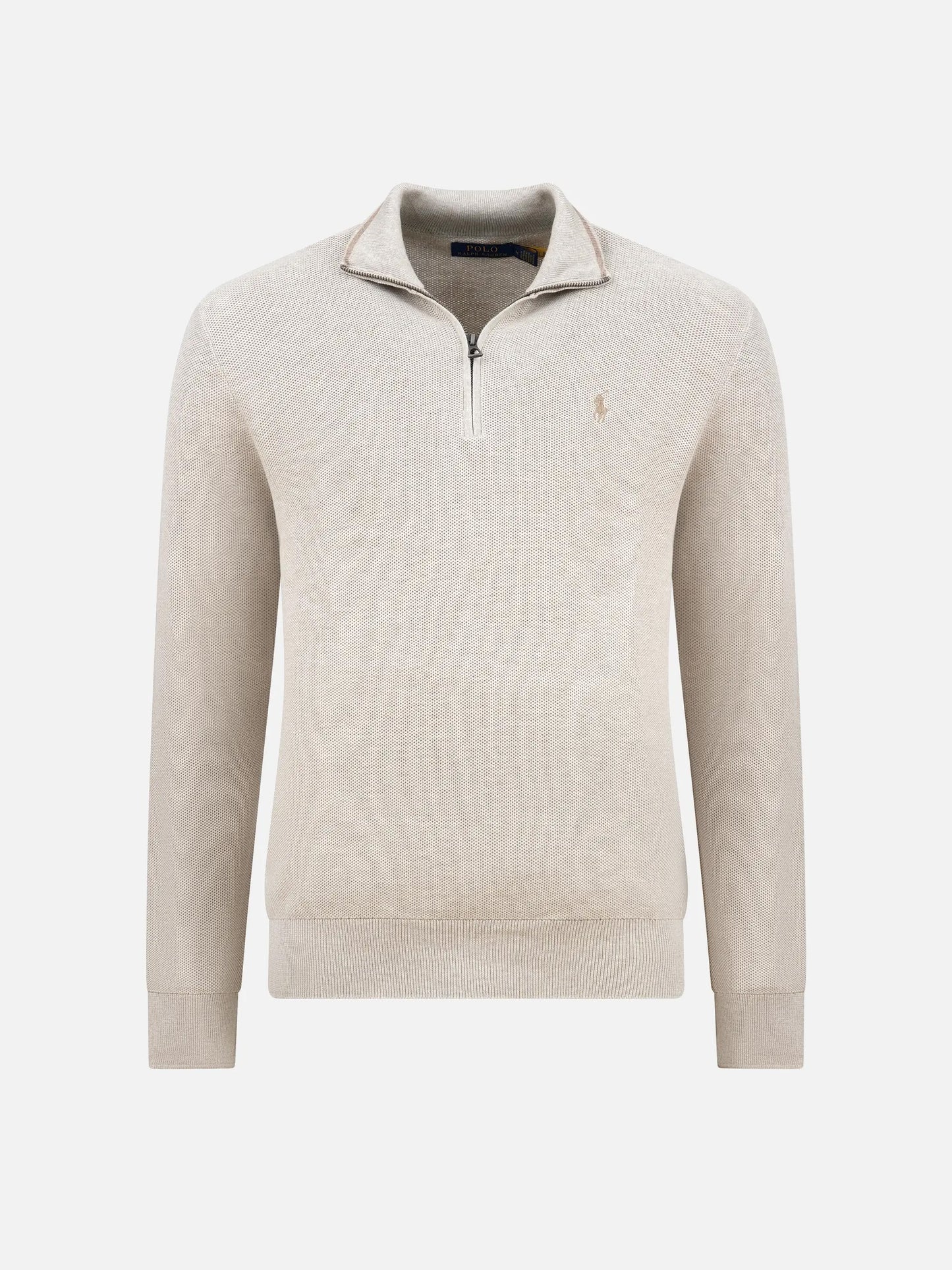 POLO RALPH LAUREN - Quarter-Zip-Pullover aus Baumwollpiqué für Herren Hellbeige - Light beige