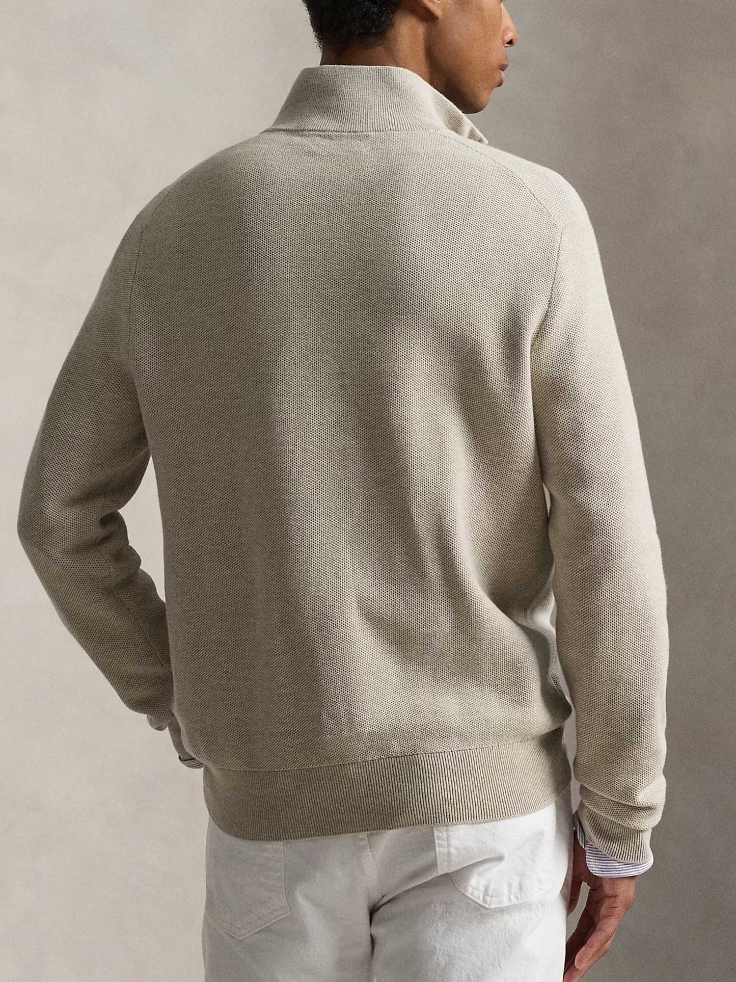 POLO RALPH LAUREN - Quarter-Zip-Pullover aus Baumwollpiqué für Herren Hellbeige - Light beige