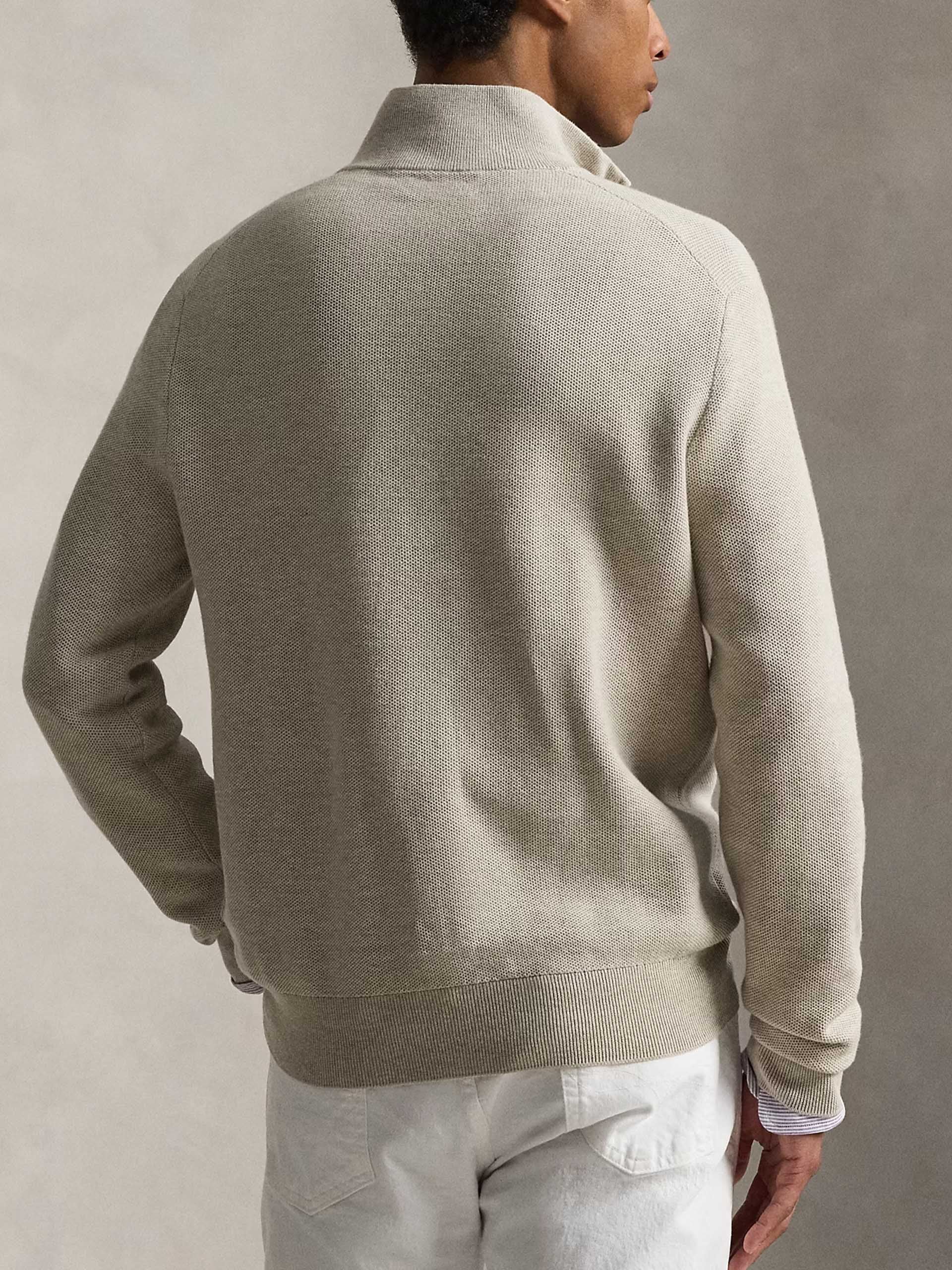 POLO RALPH LAUREN - Quarter-Zip-Pullover aus Baumwollpiqué für Herren Hellbeige - Light beige