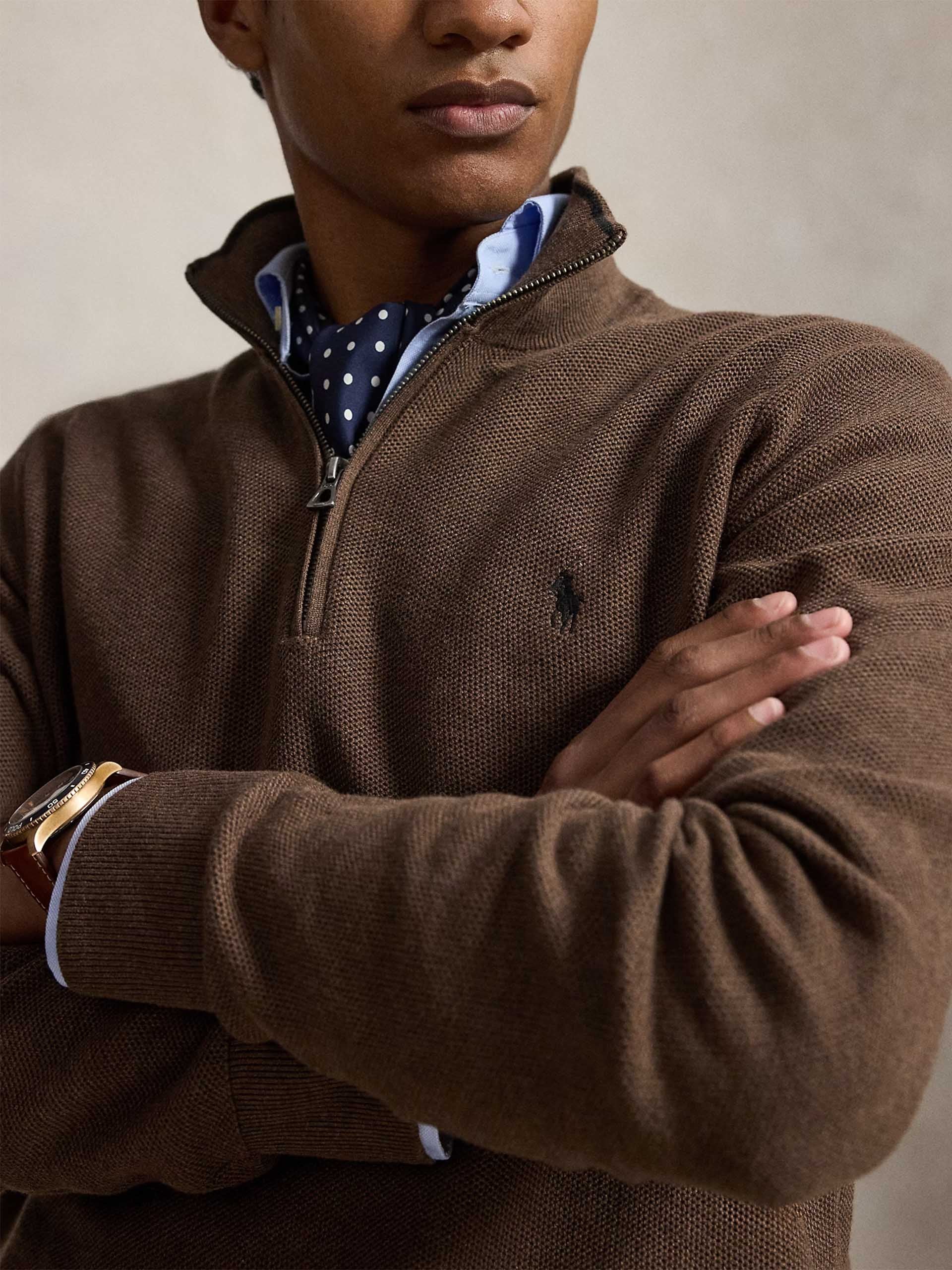POLO RALPH LAUREN - Quarter zip pullover in cotton piqué for men