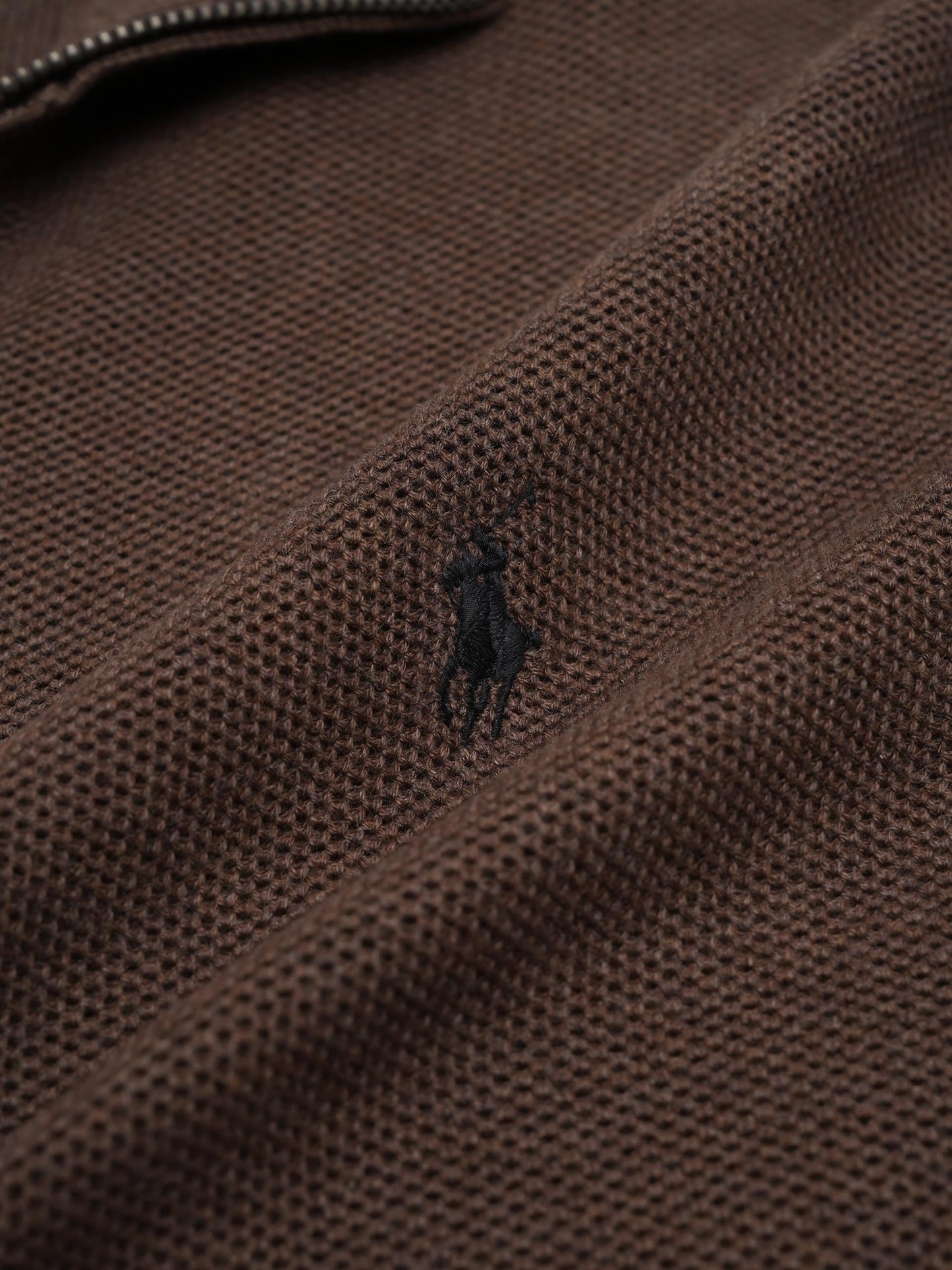 POLO RALPH LAUREN - Quarter-Zip-Pullover aus Baumwollpiqué für Herren Dunkelbraun - Dark brown