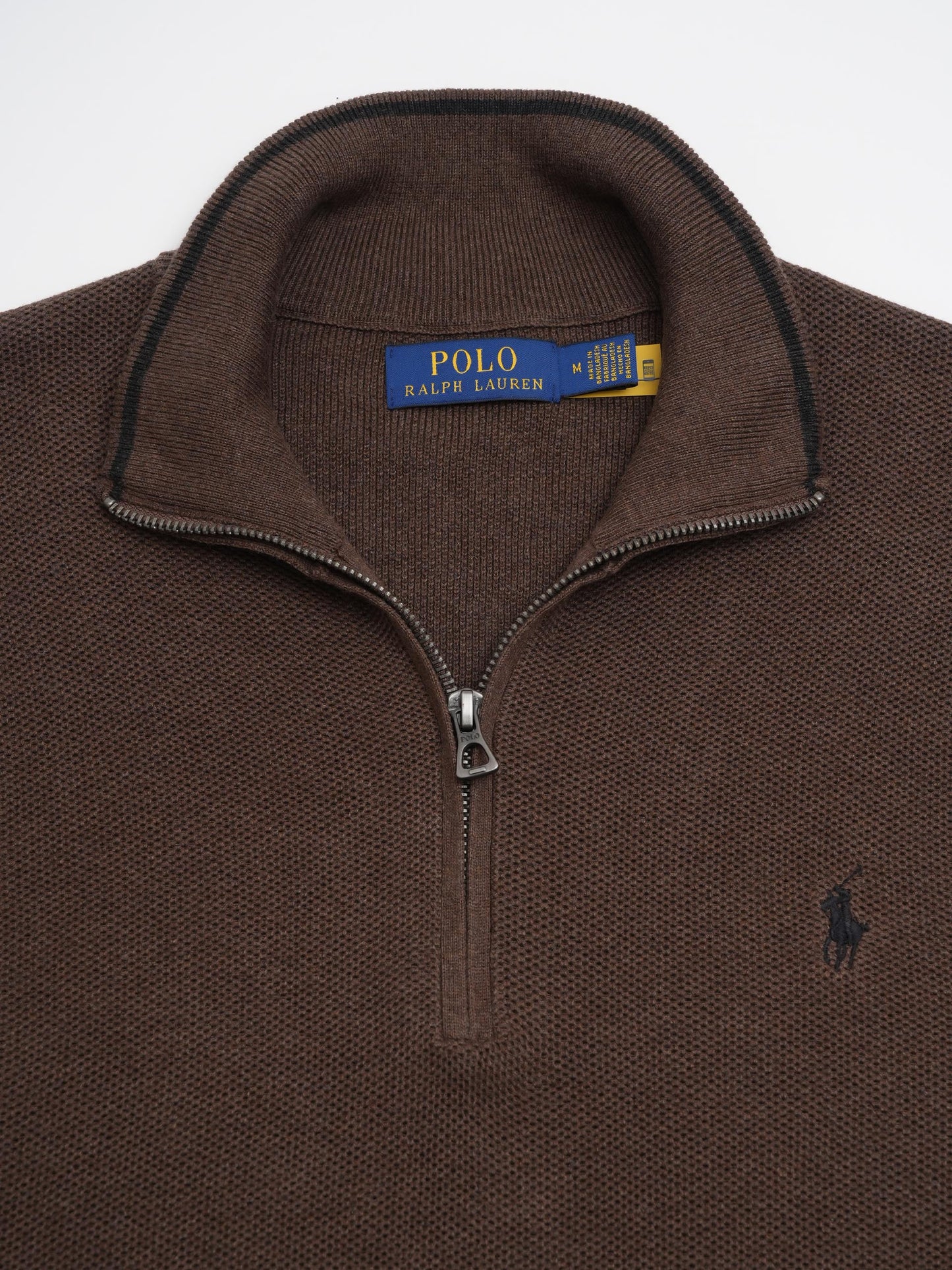 POLO RALPH LAUREN - Quarter-Zip-Pullover aus Baumwollpiqué für Herren Dunkelbraun - Dark brown