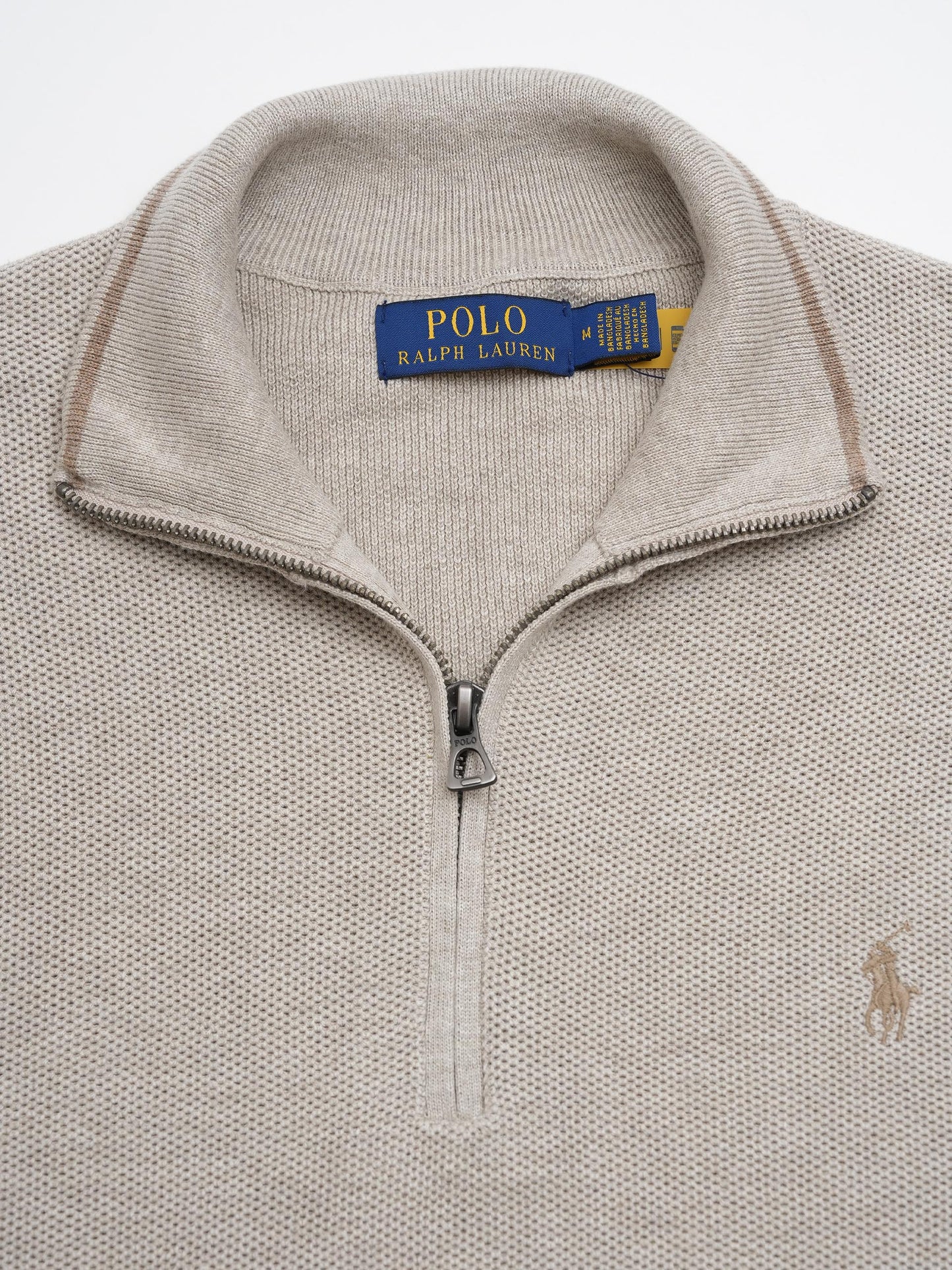 POLO RALPH LAUREN - Quarter-Zip-Pullover aus Baumwollpiqué für Herren Hellbeige - Light beige