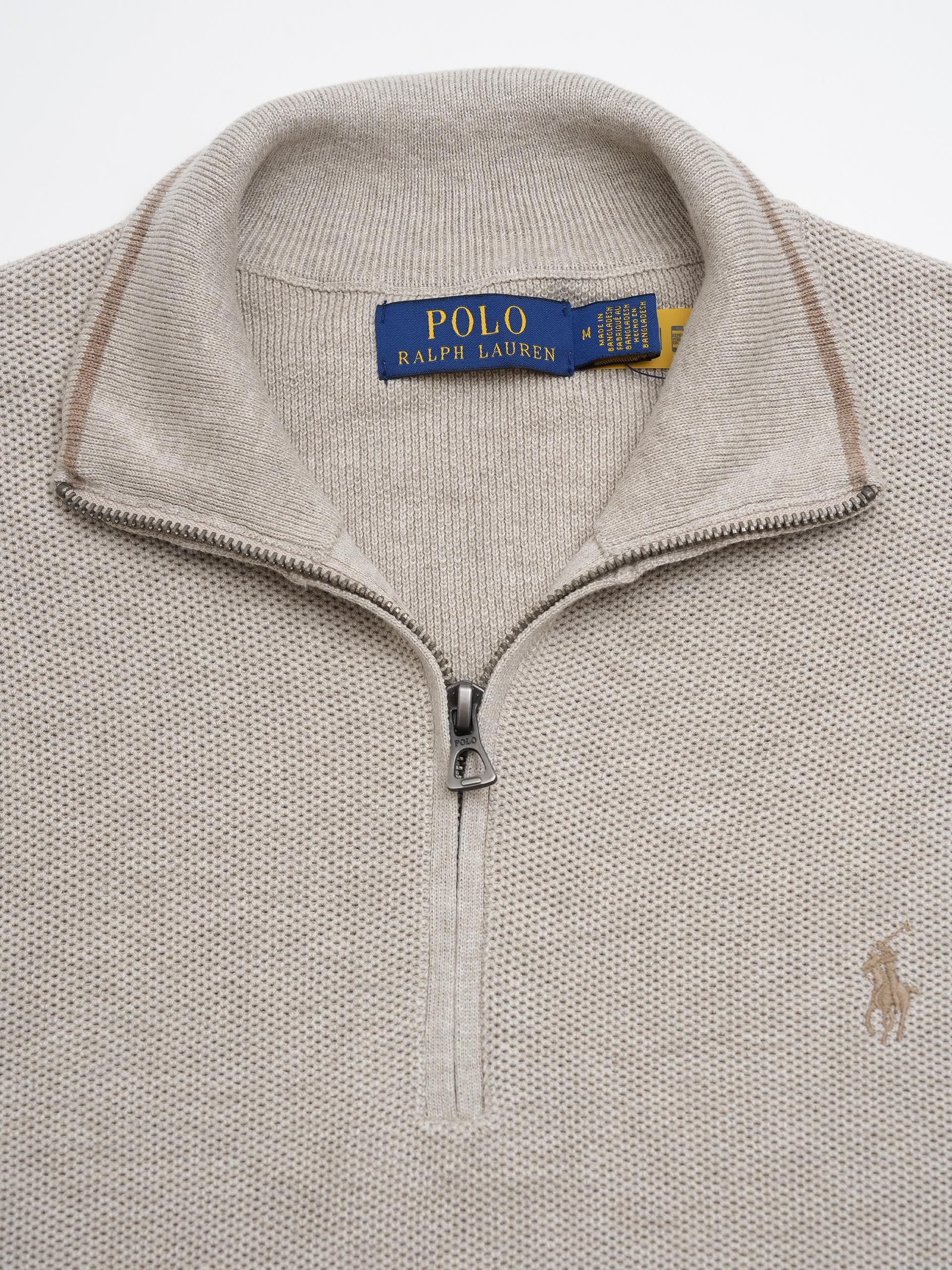 POLO RALPH LAUREN - Quarter-Zip-Pullover aus Baumwollpiqué für Herren Hellbeige - Light beige