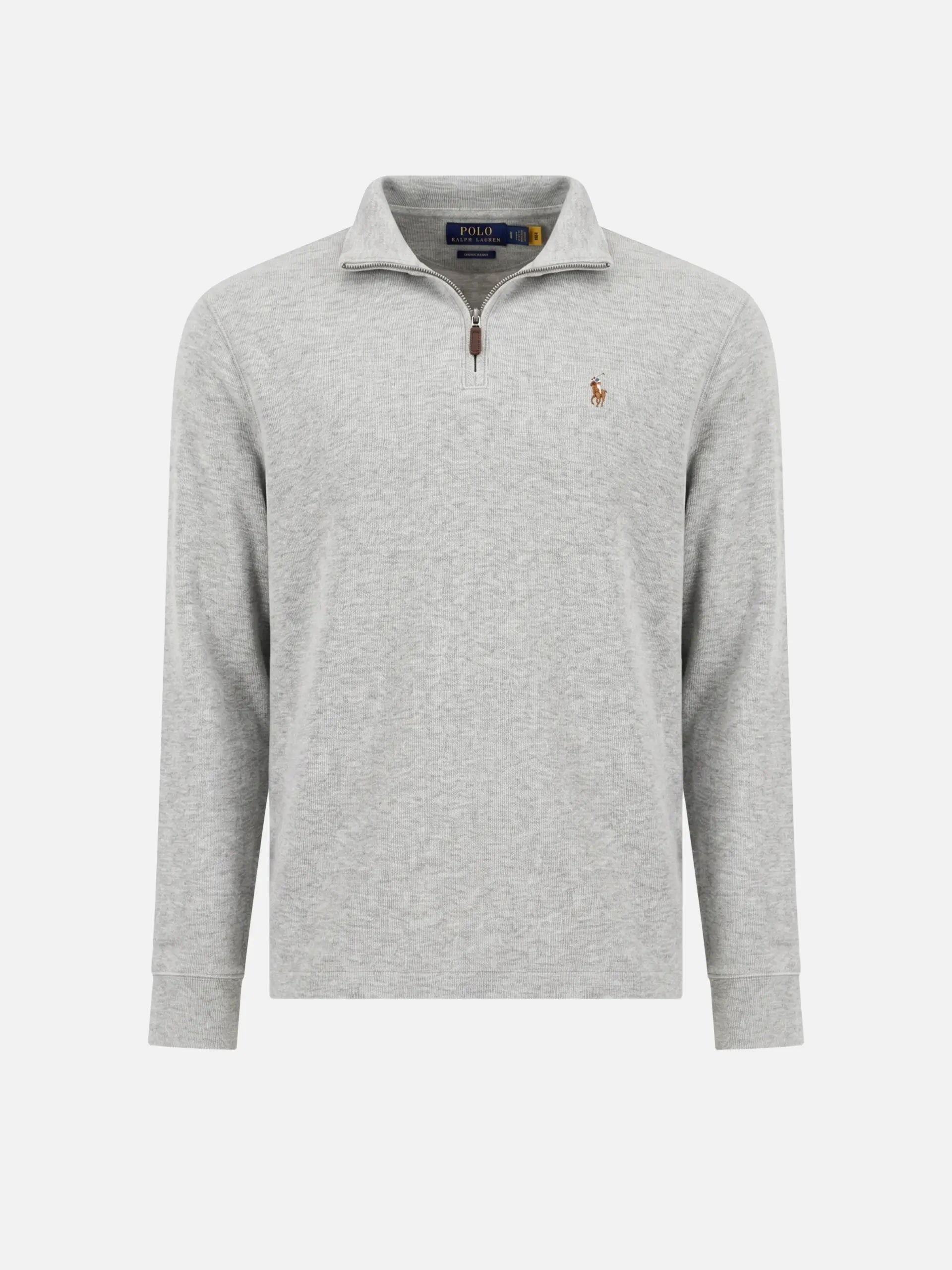 Polo Ralph Lauren – Estate-Rib-Pullover mit Quarter-Zip für Herren Hellgrau meliert - Grey heather
