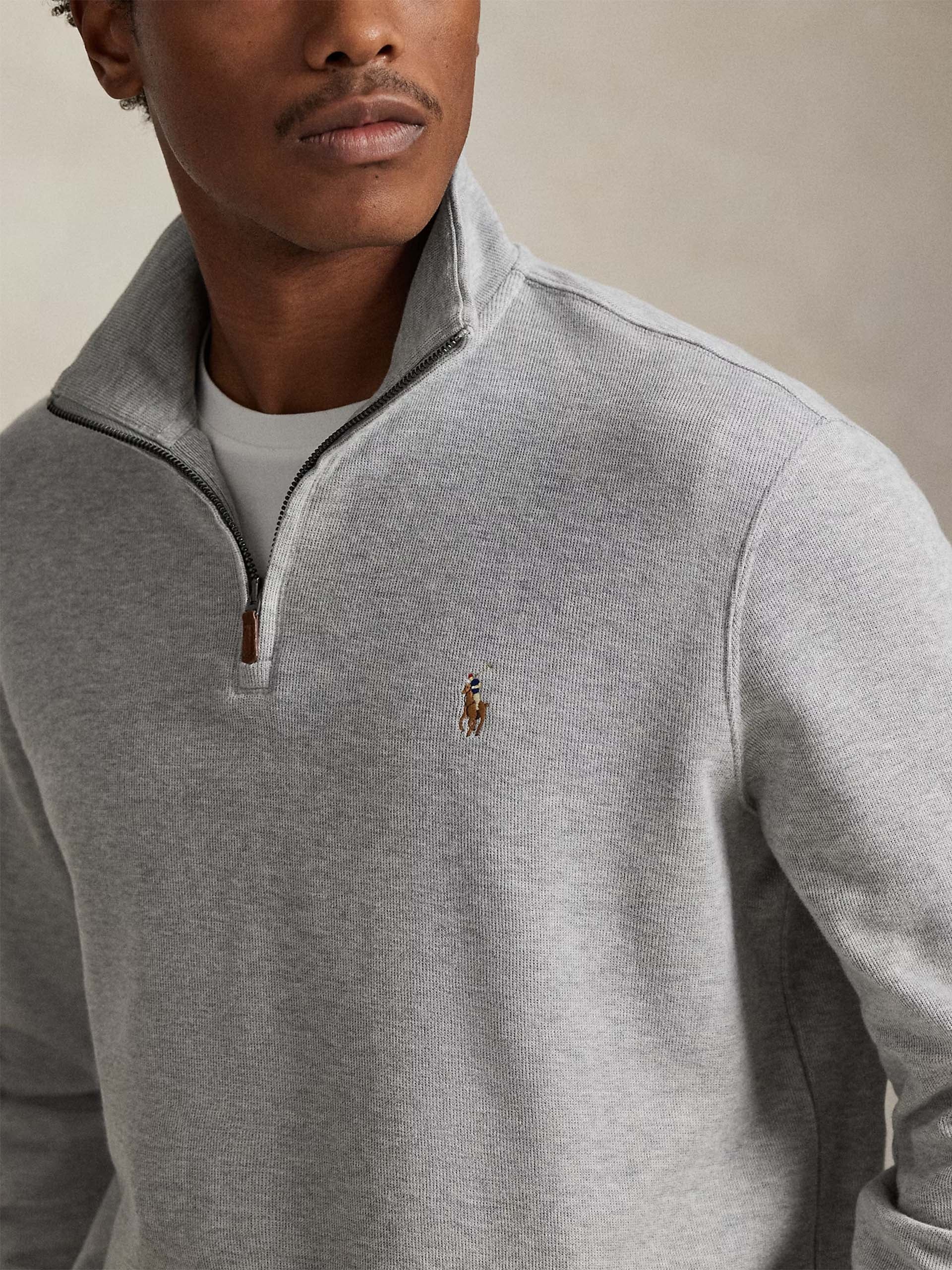 Polo Ralph Lauren – Estate-Rib-Pullover mit Quarter-Zip für Herren Hellgrau meliert - Grey heather