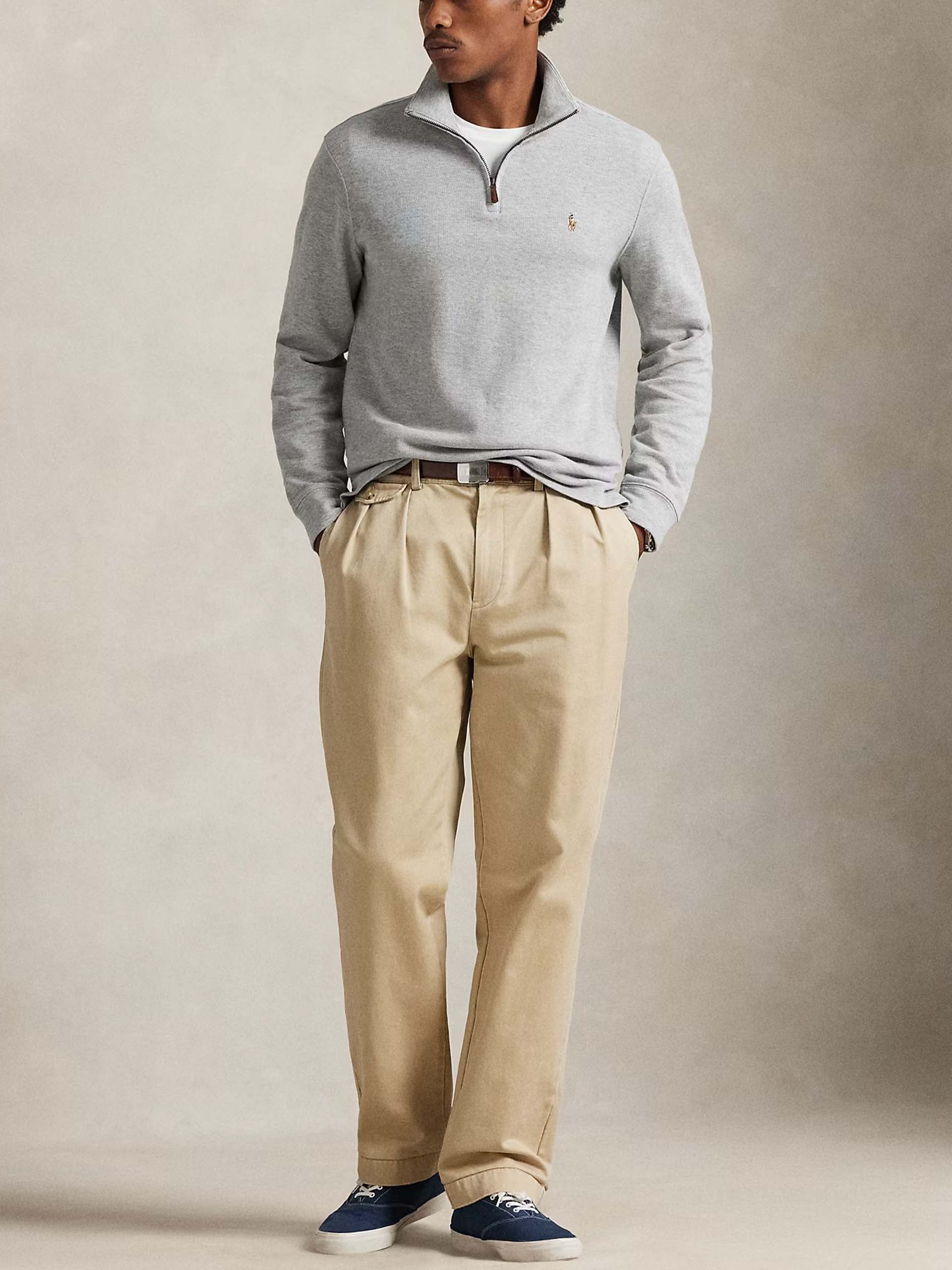 Polo Ralph Lauren – Estate-Rib-Pullover mit Quarter-Zip für Herren Hellgrau meliert - Grey heather