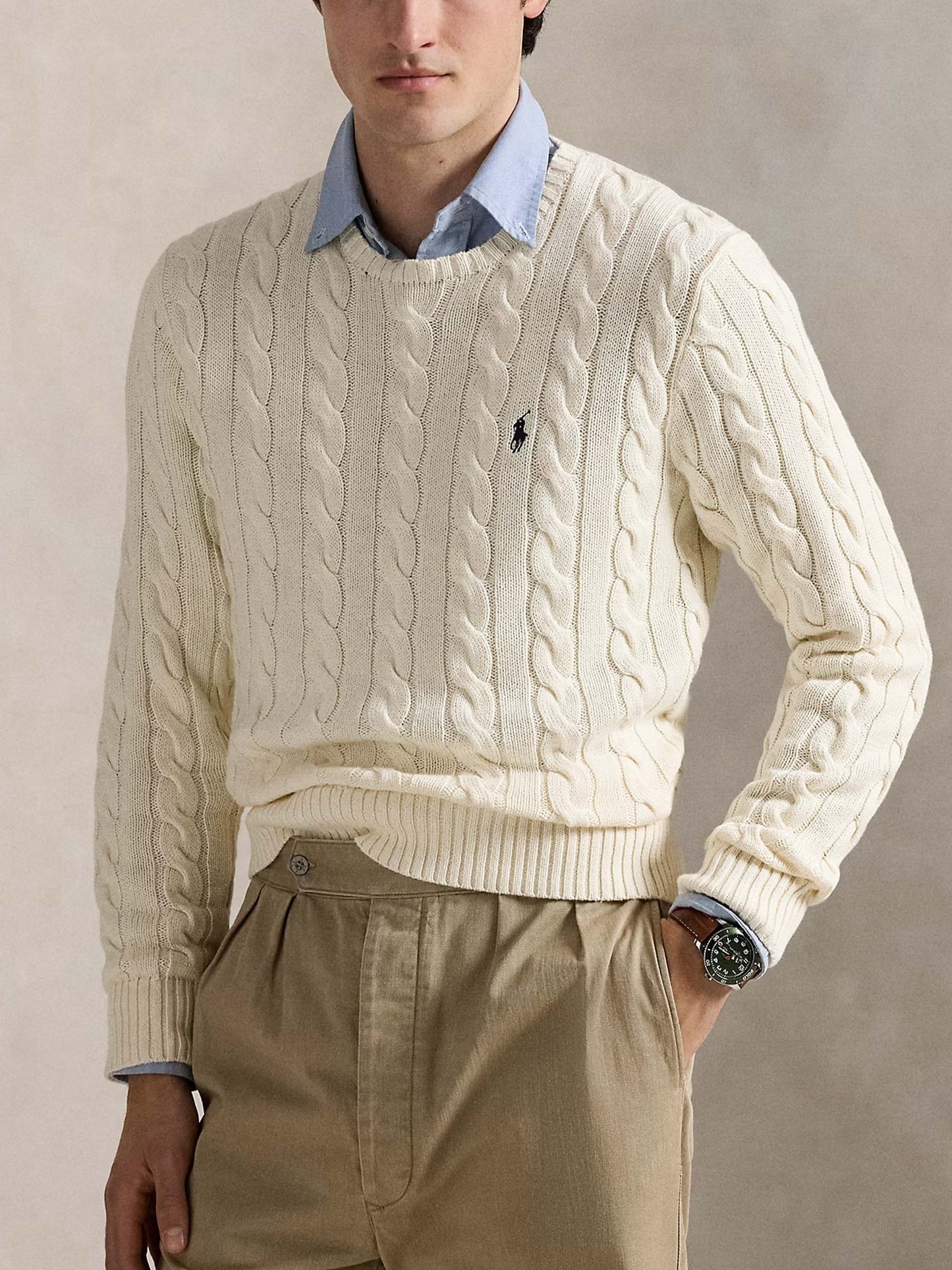Polo Ralph Lauren – Zopfmuster-Pullover aus Baumwolle für Herren Cremeweiß - Cream white