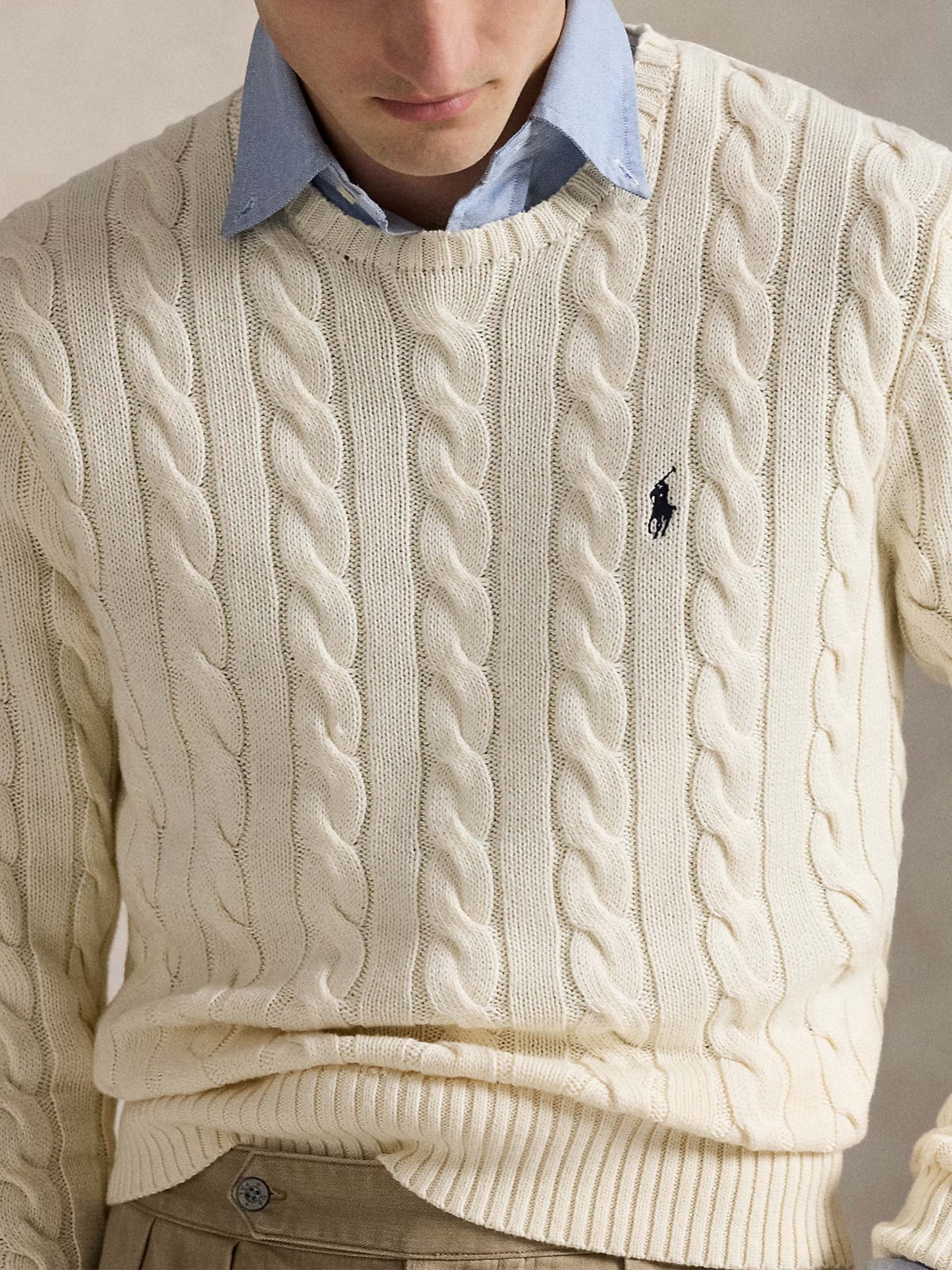 Polo Ralph Lauren – Zopfmuster-Pullover aus Baumwolle für Herren Cremeweiß - Cream white
