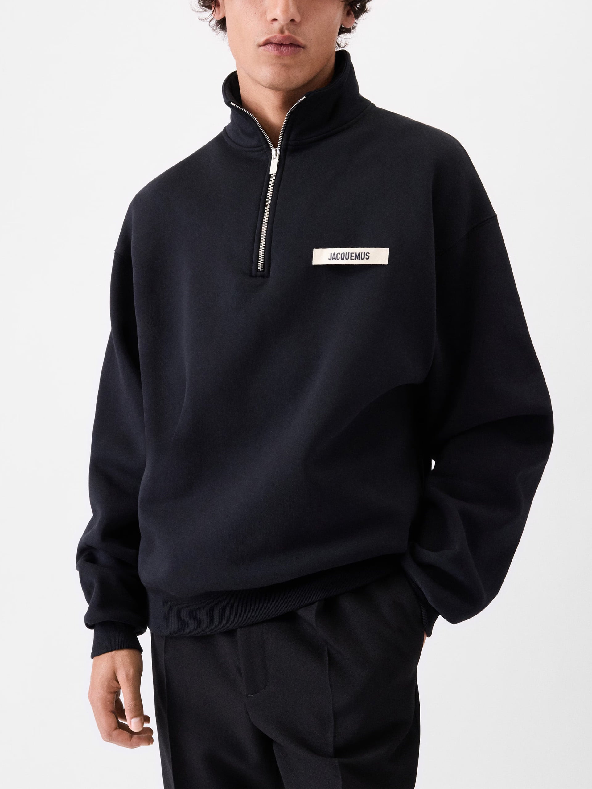 Jacquemus – Half-Zip Sweatshirt Gros Grain für Herren Schwarz - Black