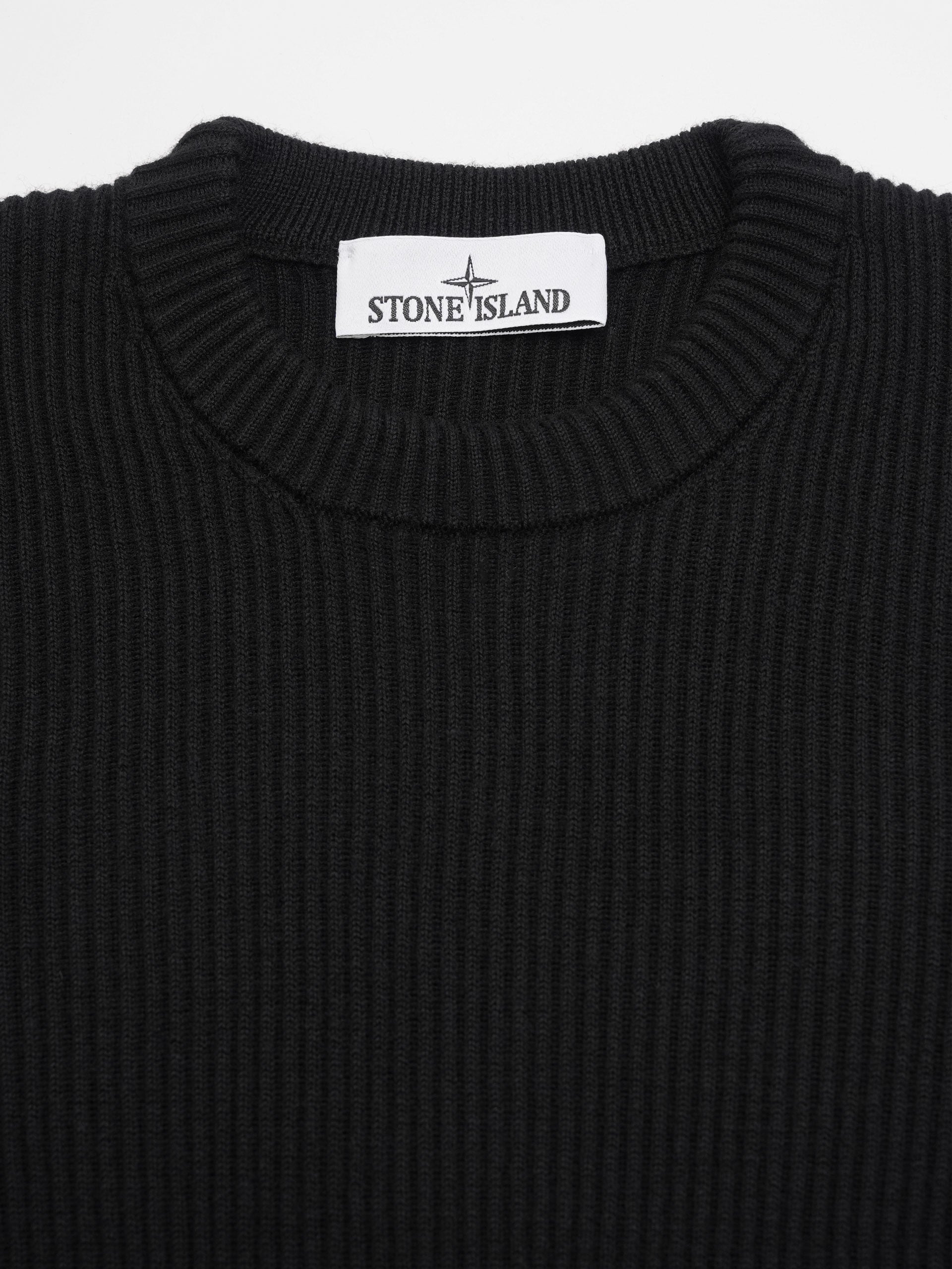 STONE ISLAND - Gerippter Rundhalspullover mit Logo-Patch für Herren