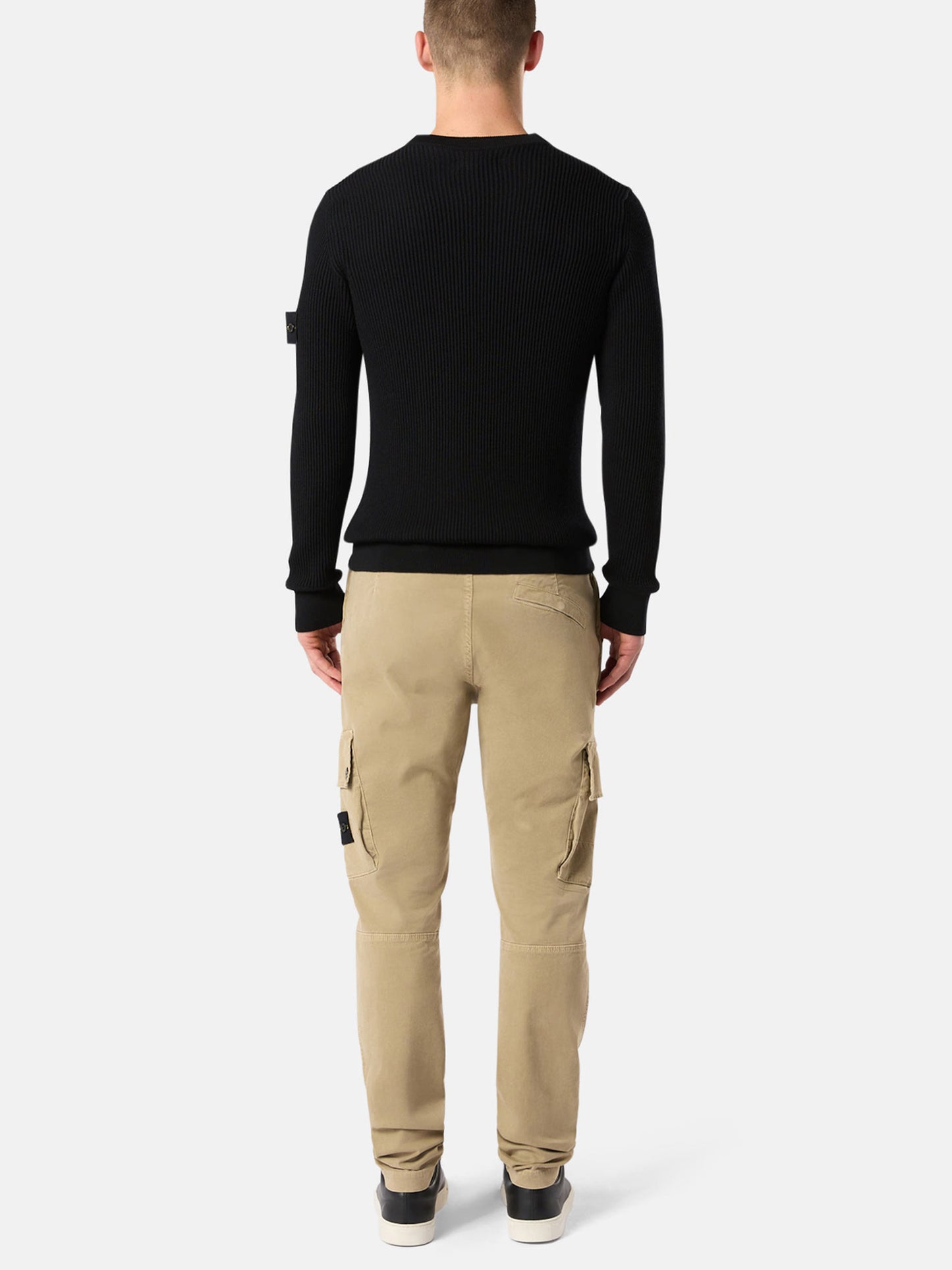 STONE ISLAND - Gerippter Rundhalspullover mit Logo-Patch für Herren