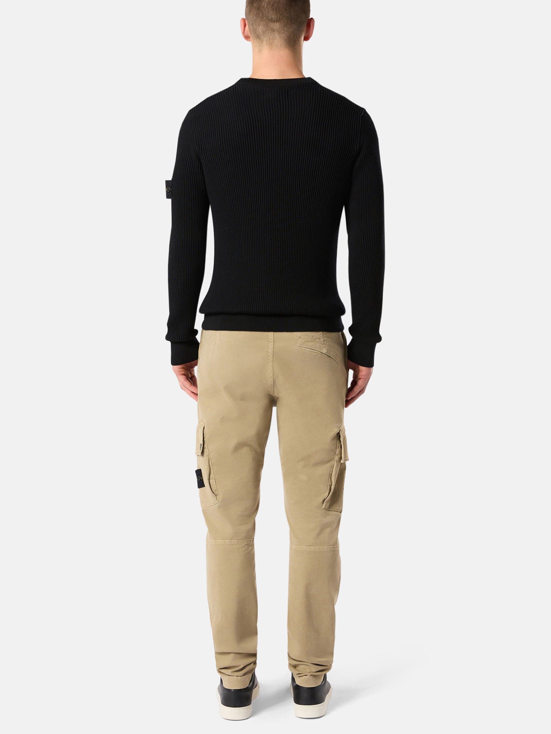STONE ISLAND - Gerippter Rundhalspullover mit Logo-Patch für Herren