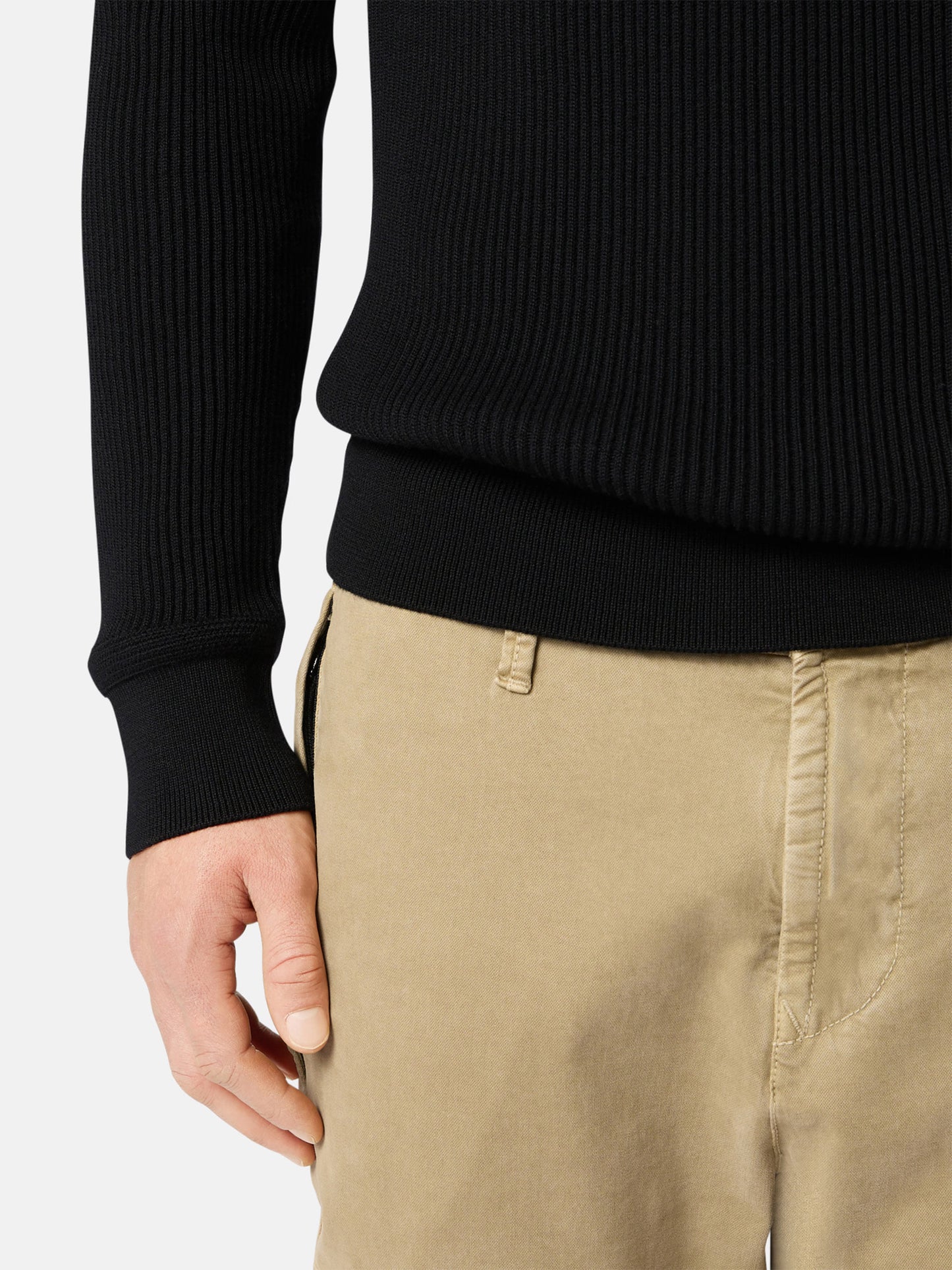 STONE ISLAND - Gerippter Rundhalspullover mit Logo-Patch für Herren