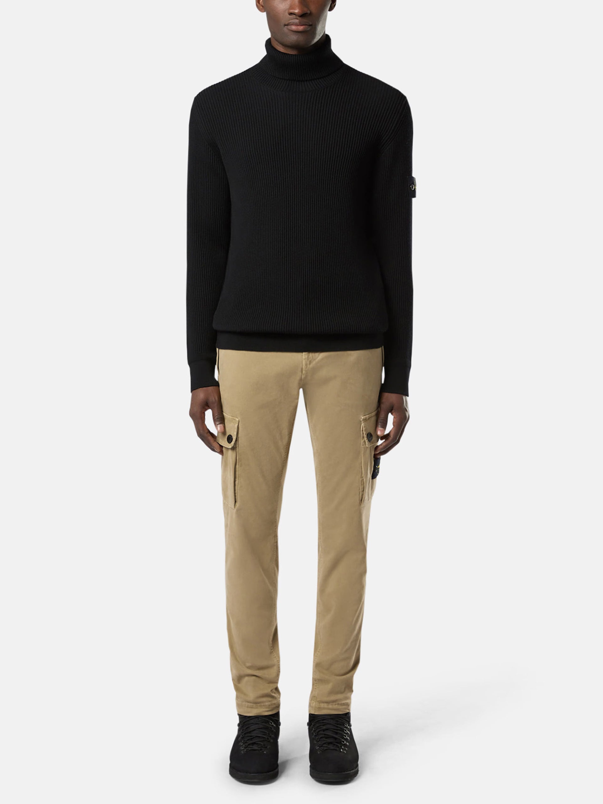 STONE ISLAND - Gerippter Rollkragenpullover mit Logo-Patch für Herren