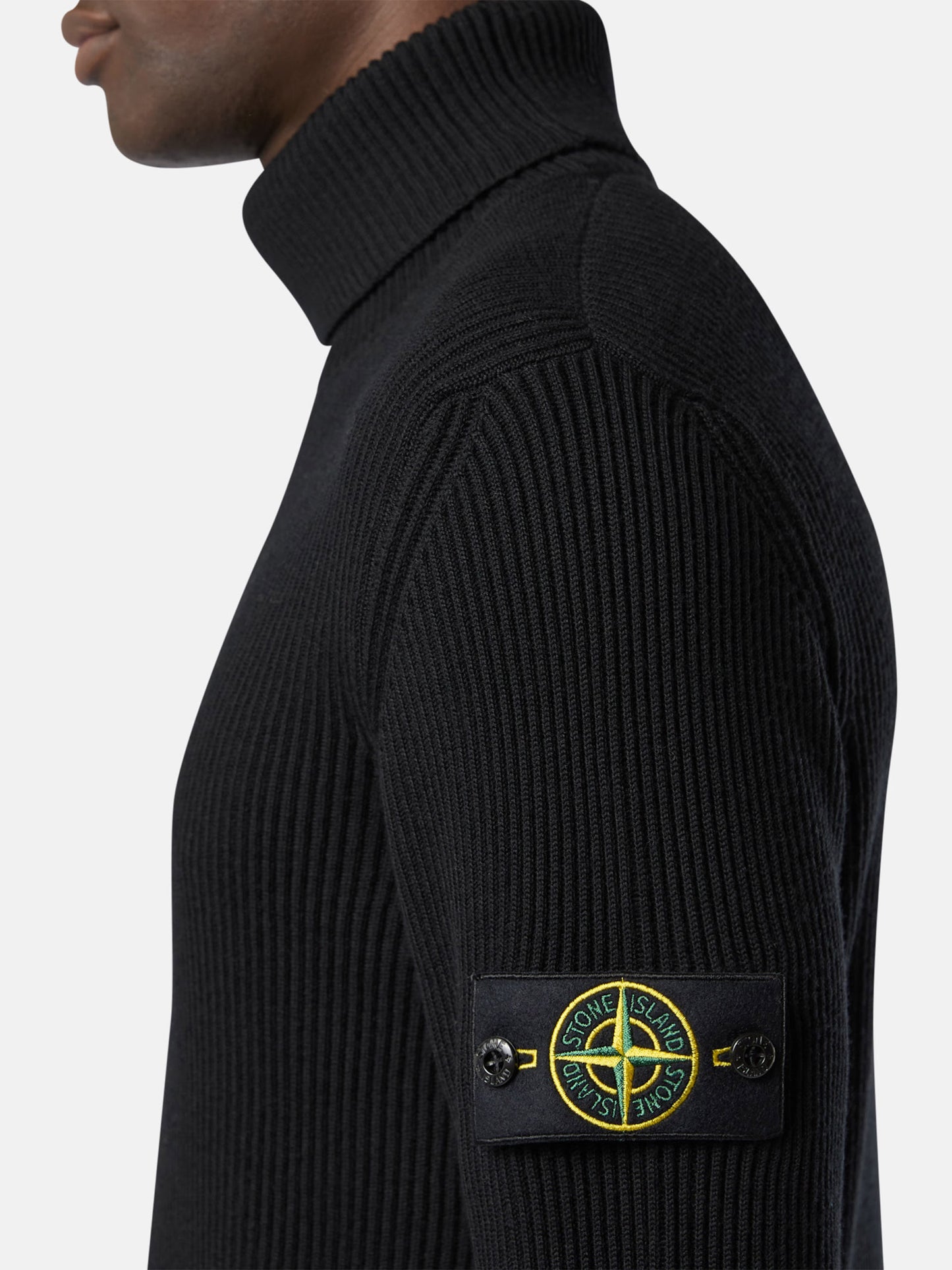 STONE ISLAND - Gerippter Rollkragenpullover mit Logo-Patch für Herren