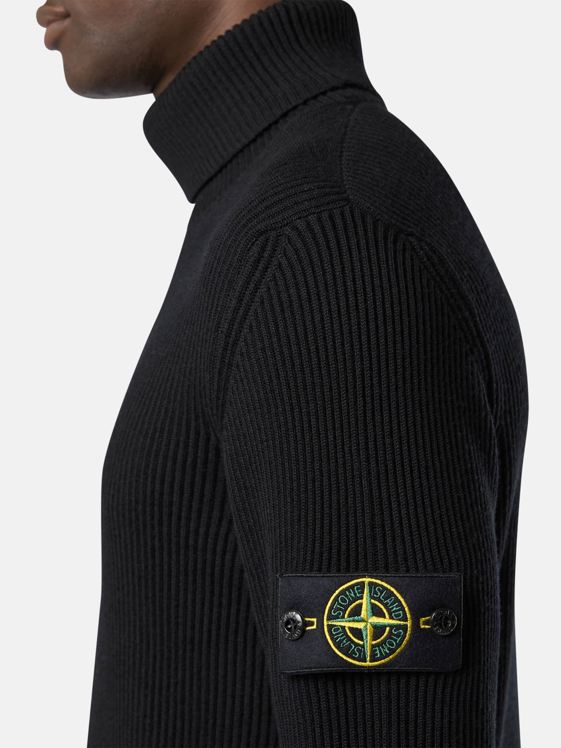 STONE ISLAND - Gerippter Rollkragenpullover mit Logo-Patch für Herren