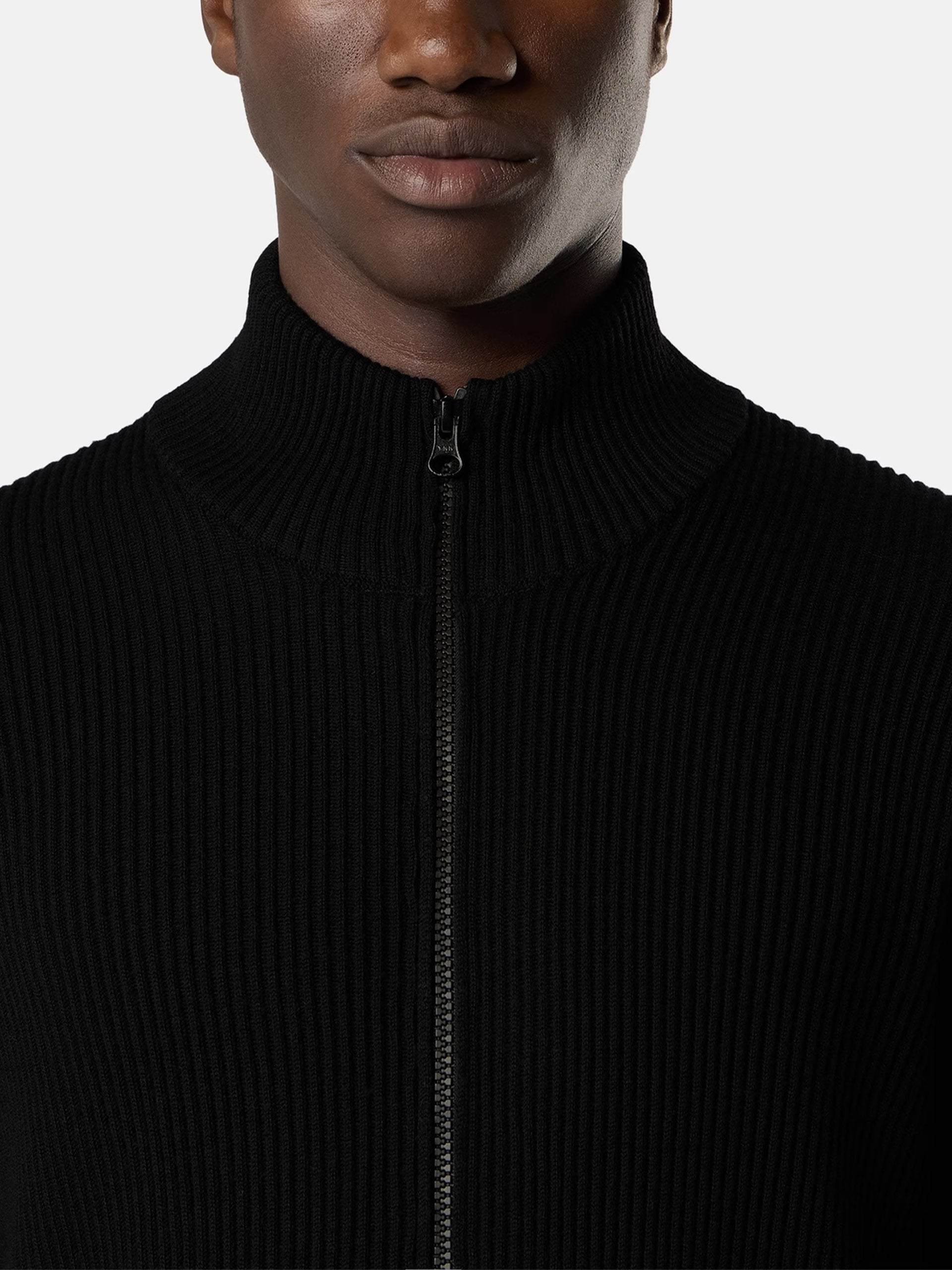 Stone Island – Gerippte Strickjacke mit Logo-Patch für Herren Schwarz - Black