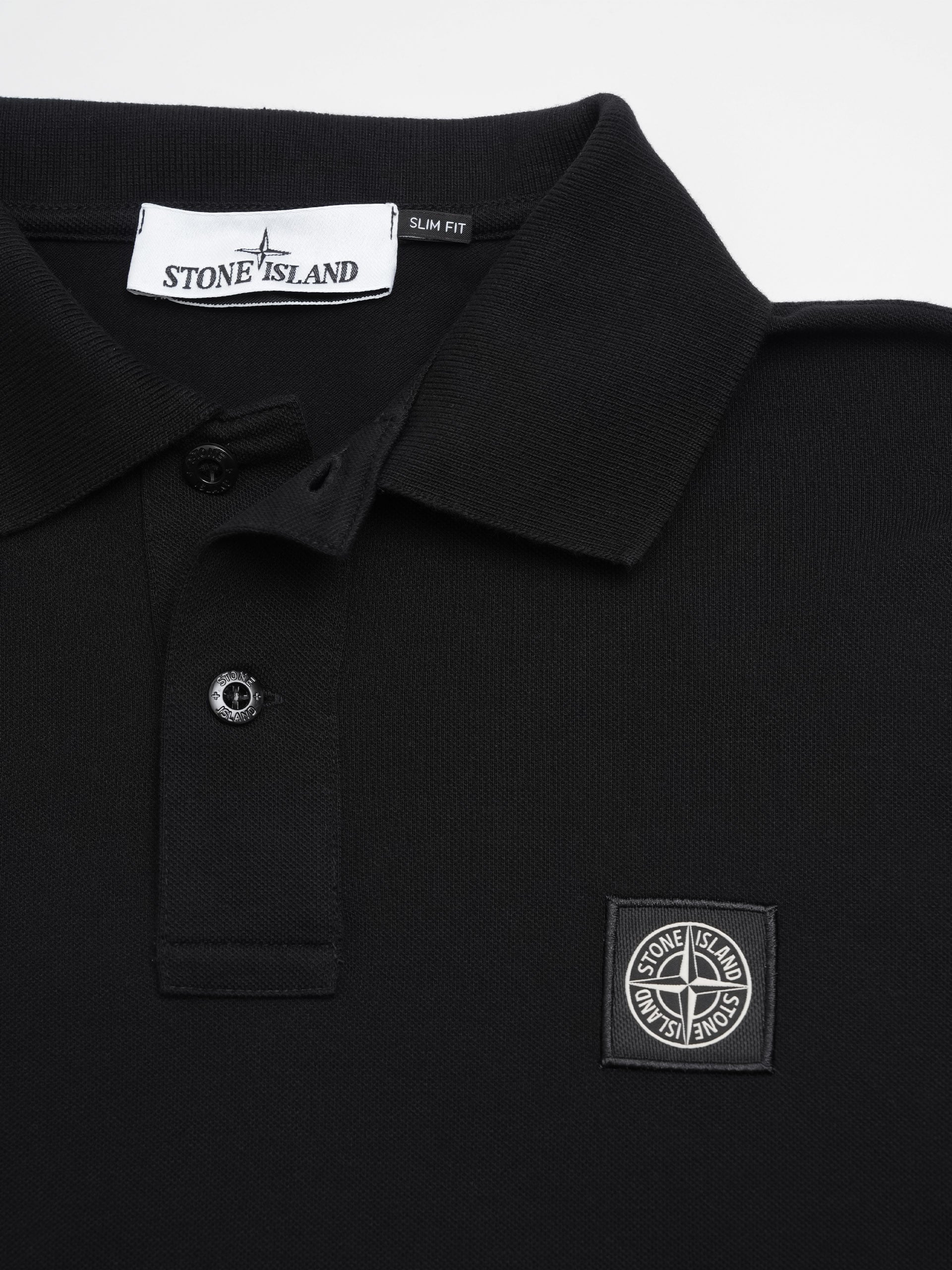 Stone Island – Poloshirt mit Kompass-Patch für Herren Schwarz - Black