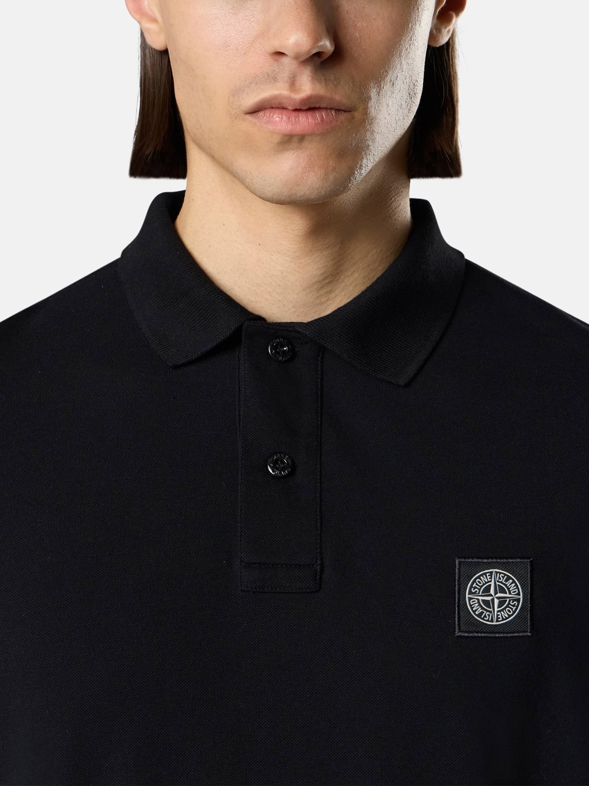 Stone Island – Poloshirt mit Kompass-Patch für Herren Schwarz - Black
