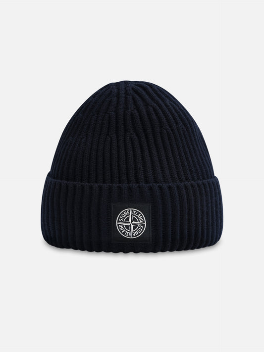 Stone Island – Beanie aus Wolle mit Kompass-Patch Navyblau - Navy blue