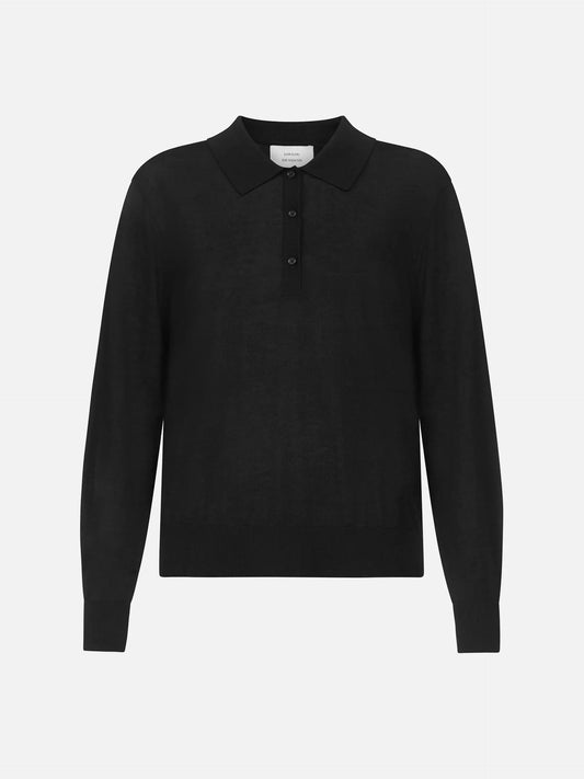 Loulou De Saison – Polo-Top Miles aus Kaschmir für Damen Schwarz - Black